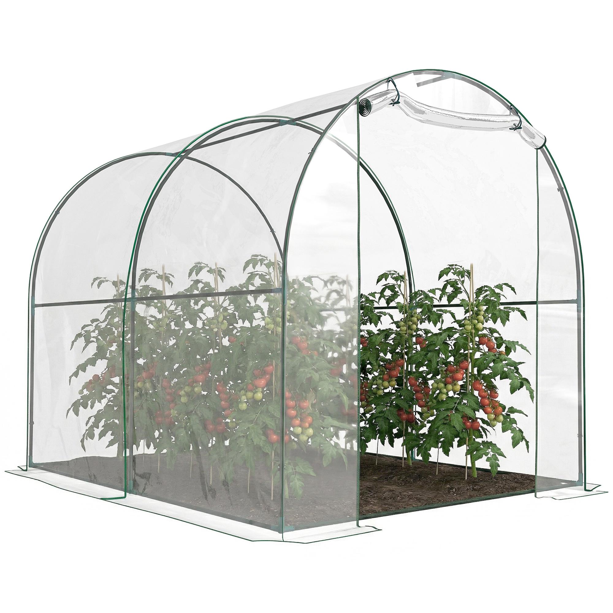 Clear PVC Tunnel Greenhouse with Roll-Up Door, 6.6' x 8.2' x 6.6'