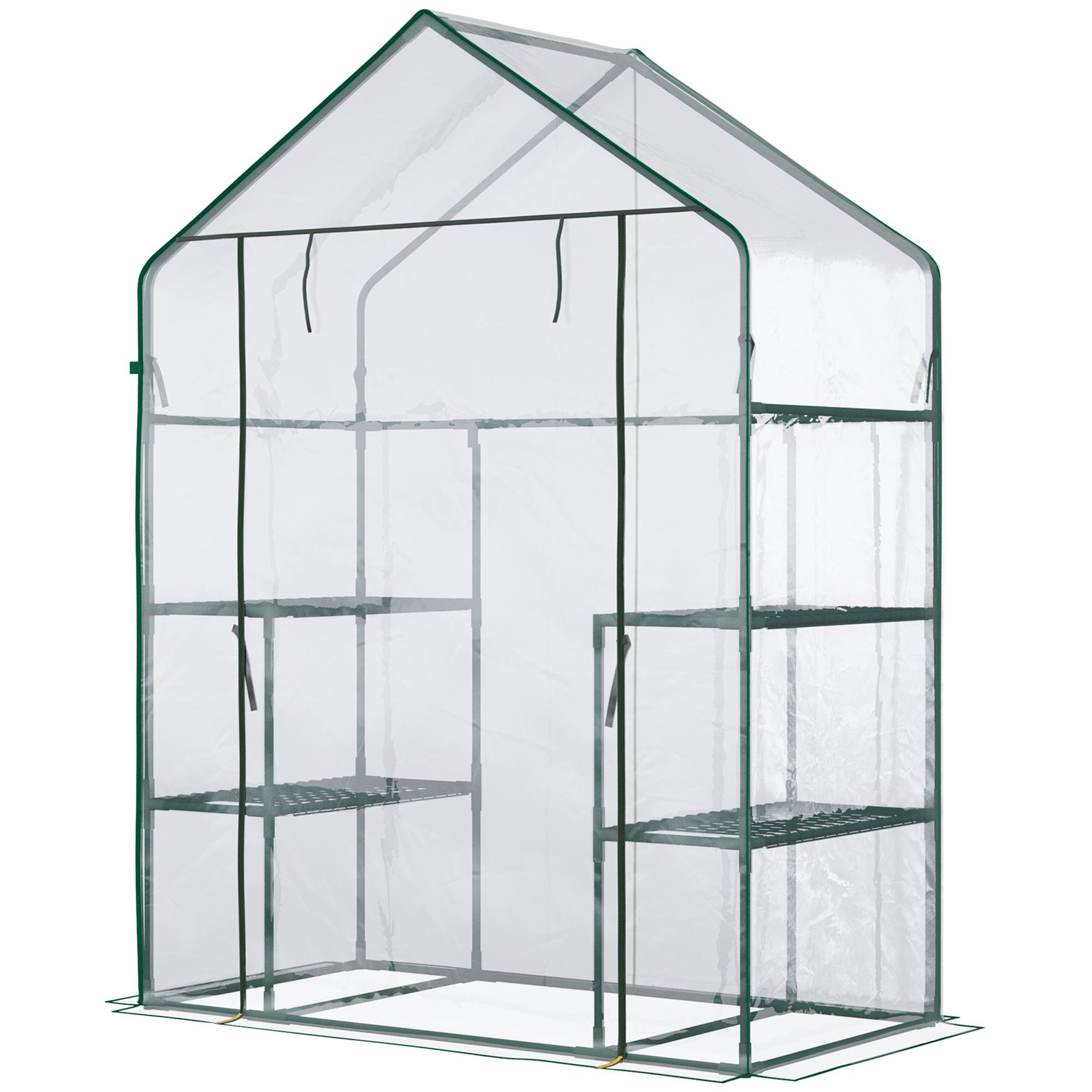 Clear Four Shelf Greenhouse with Roll-Up Door, 55.9 in