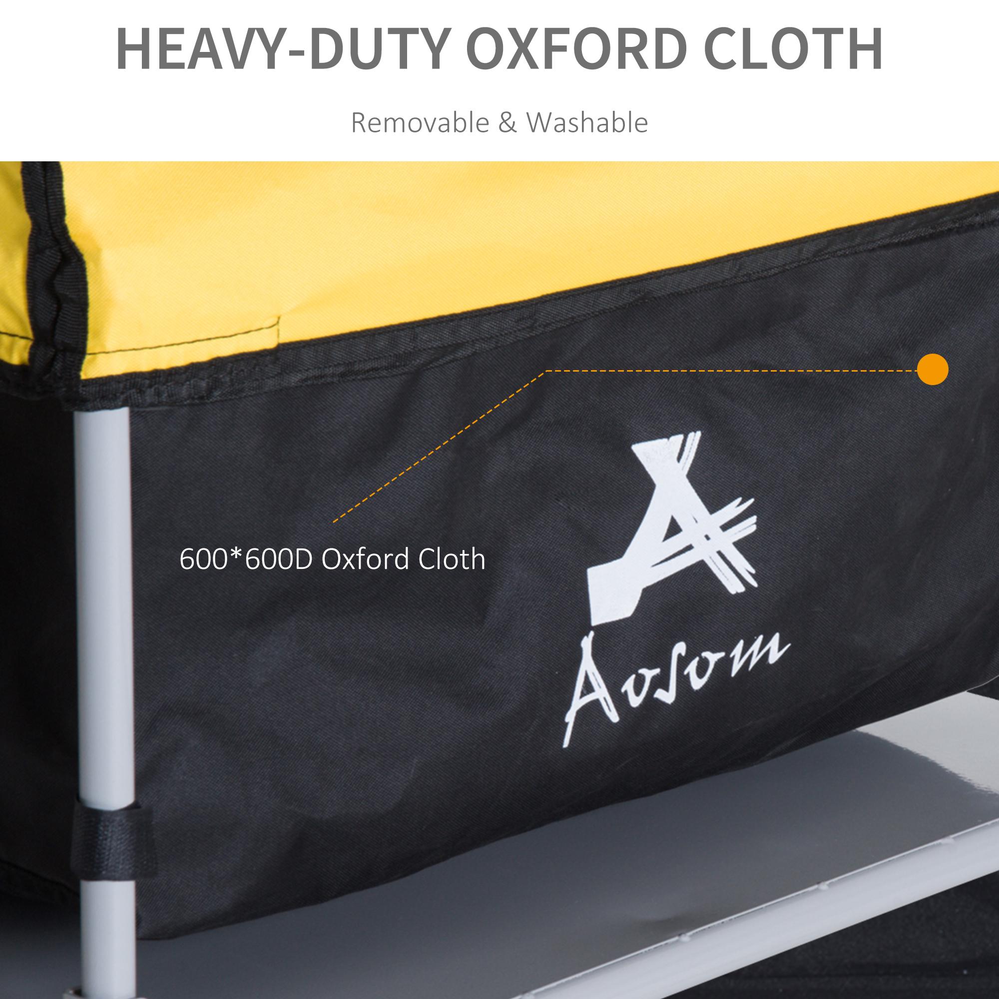 Close view of removable washable oxford fabric on a bike cargo trailer