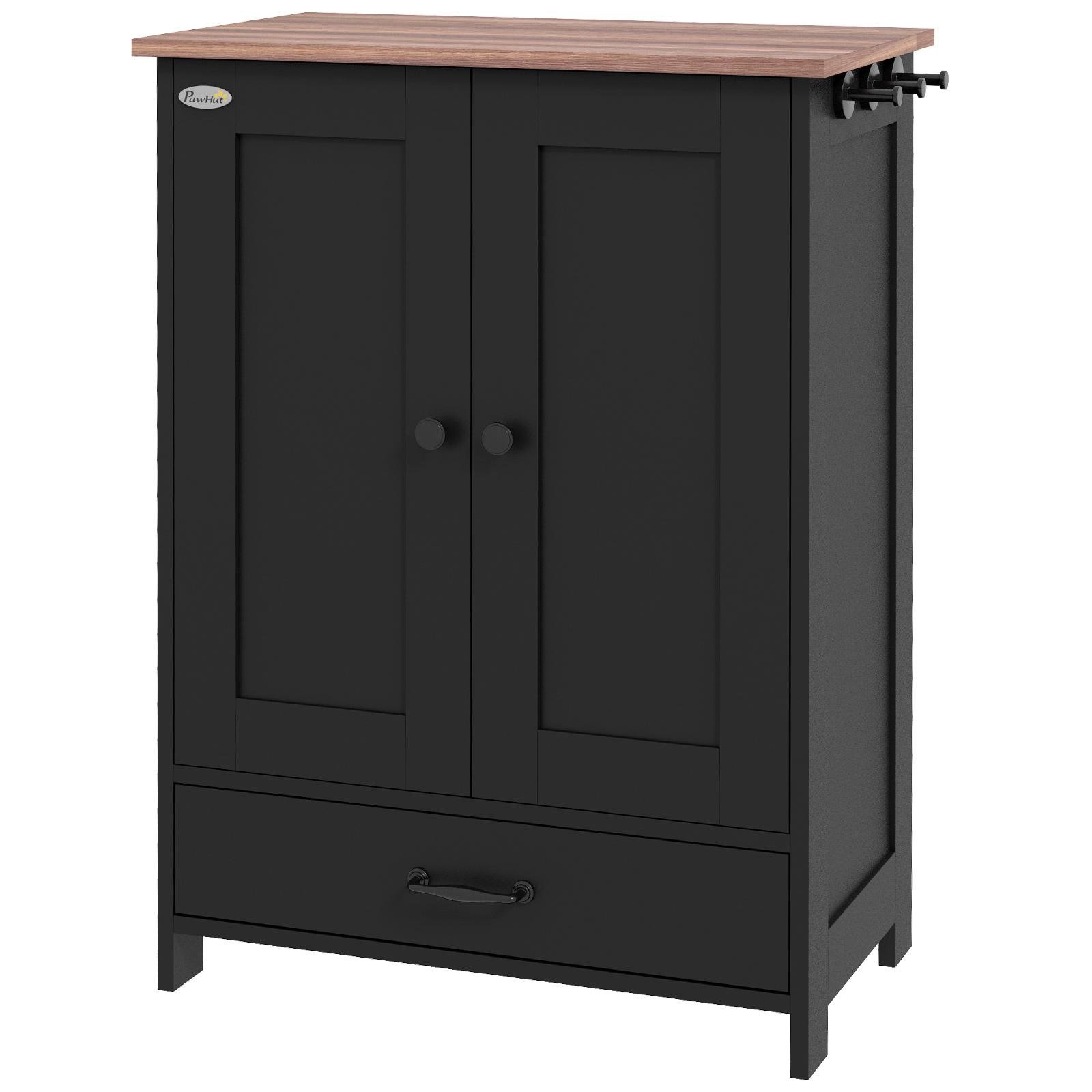 Black Particle Board Feeder Station with Storage