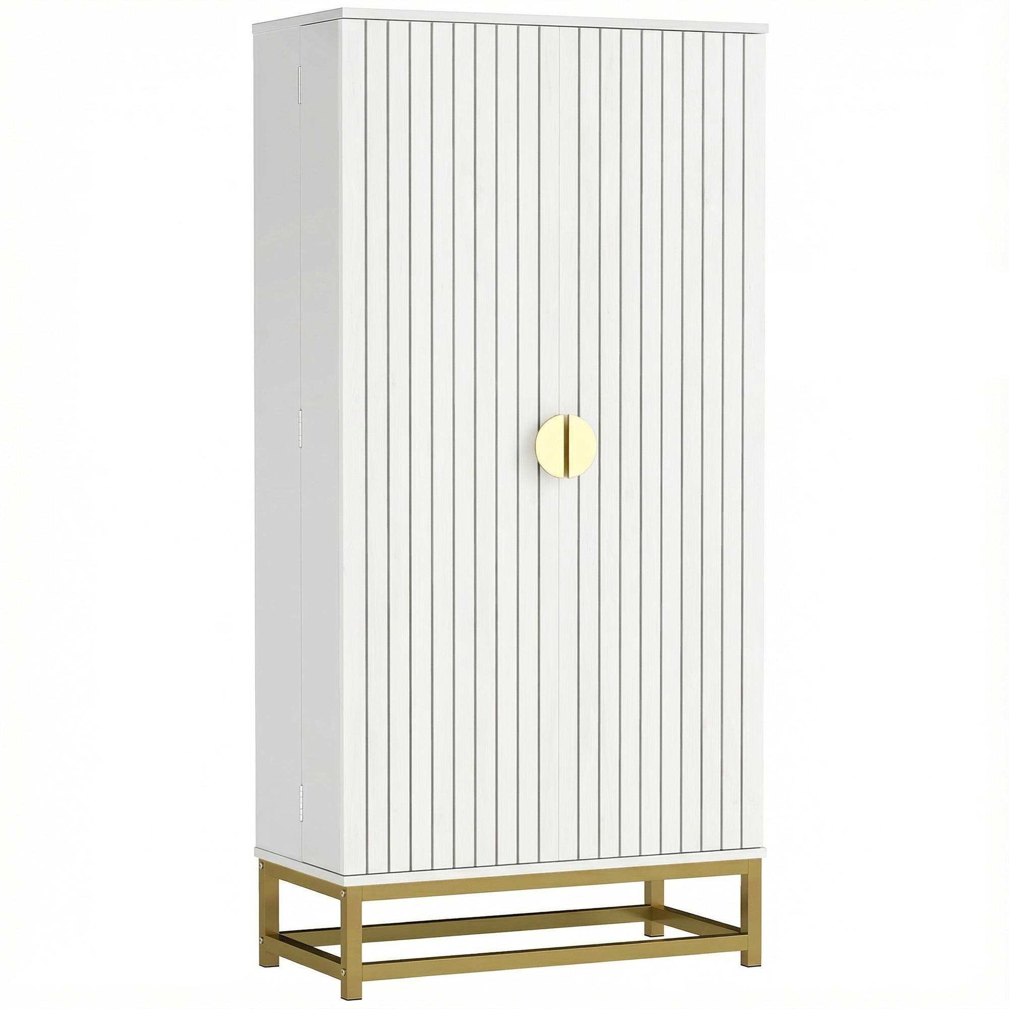 White 47 Inch Pantry Cabinet with 12 Door Shelves