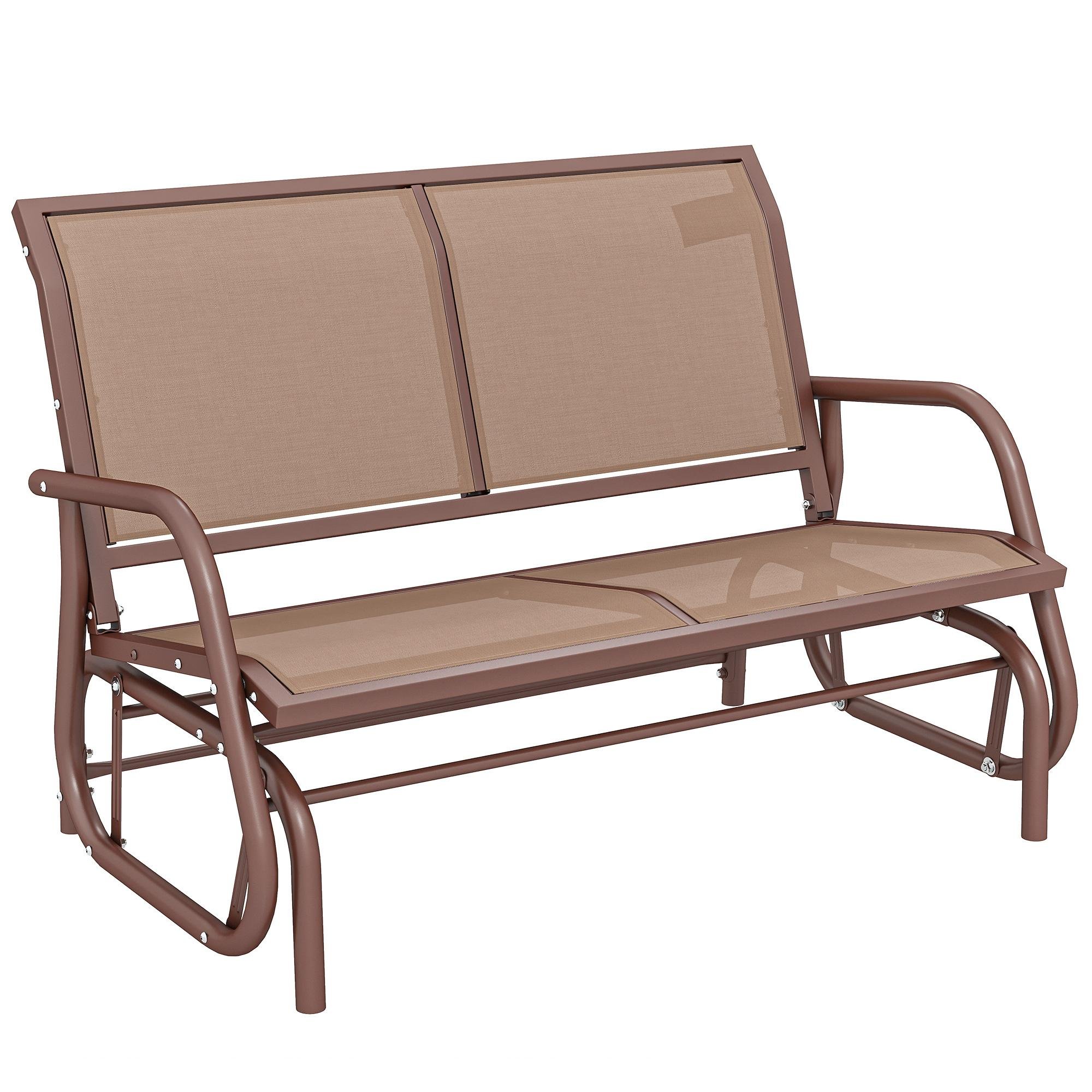 Coffee Brown Sling Glider Bench, Two-Person Patio Seat