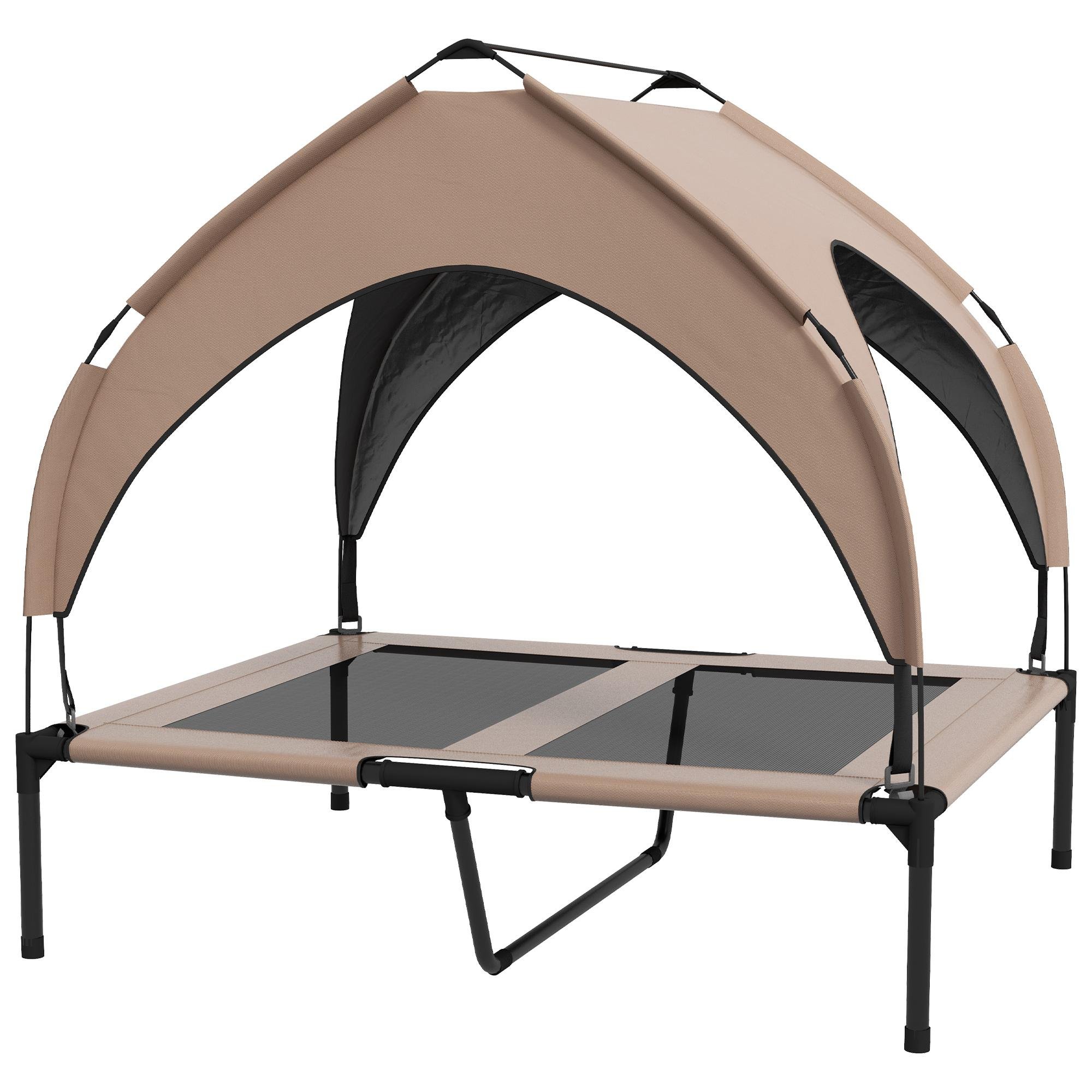 Coffee Mesh Canopy Dog Bed for Medium and Large Dogs