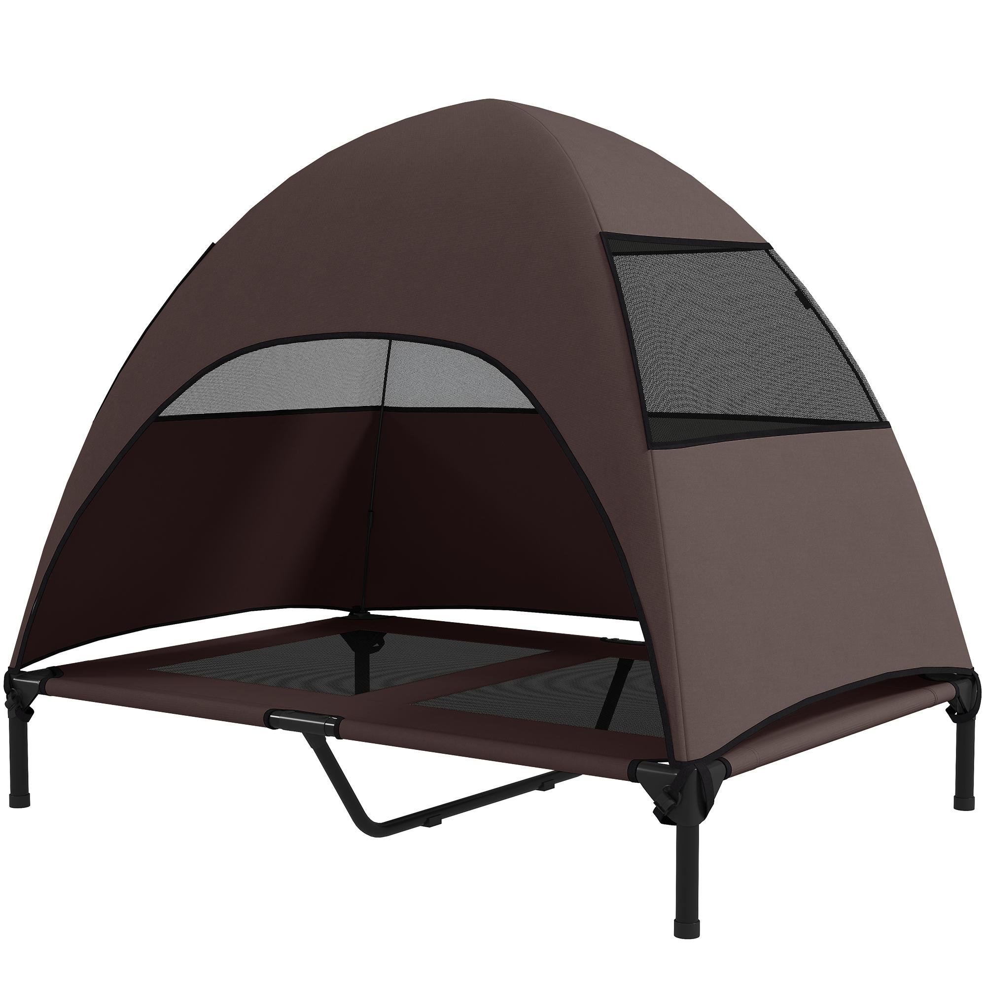 Coffee Portable Canopy Dog Bed for Indoor or Outdoor Use