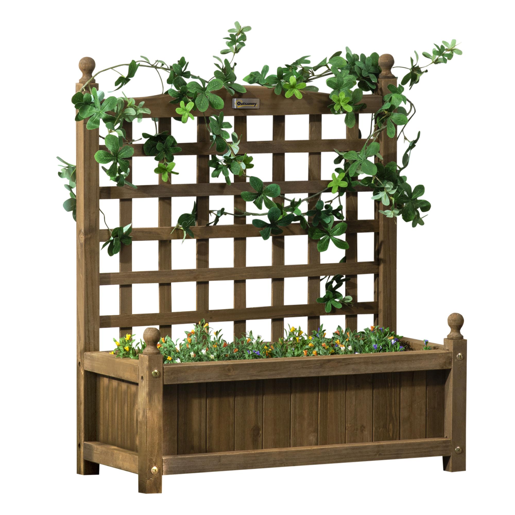 Coffee Fir Trellis Planter with Raised Bed