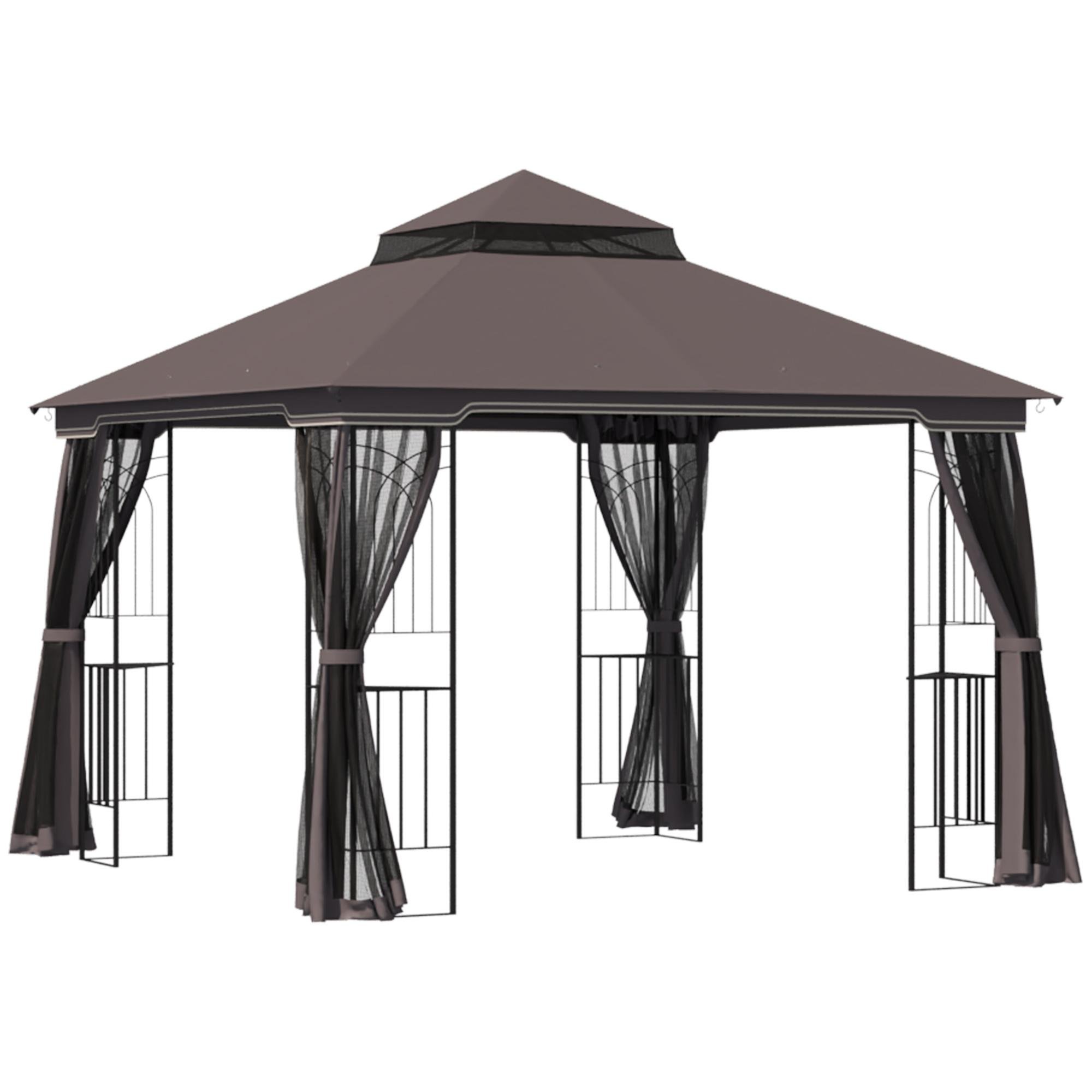 Coffee 10 x 10 Gazebo with Double-Tier Roof