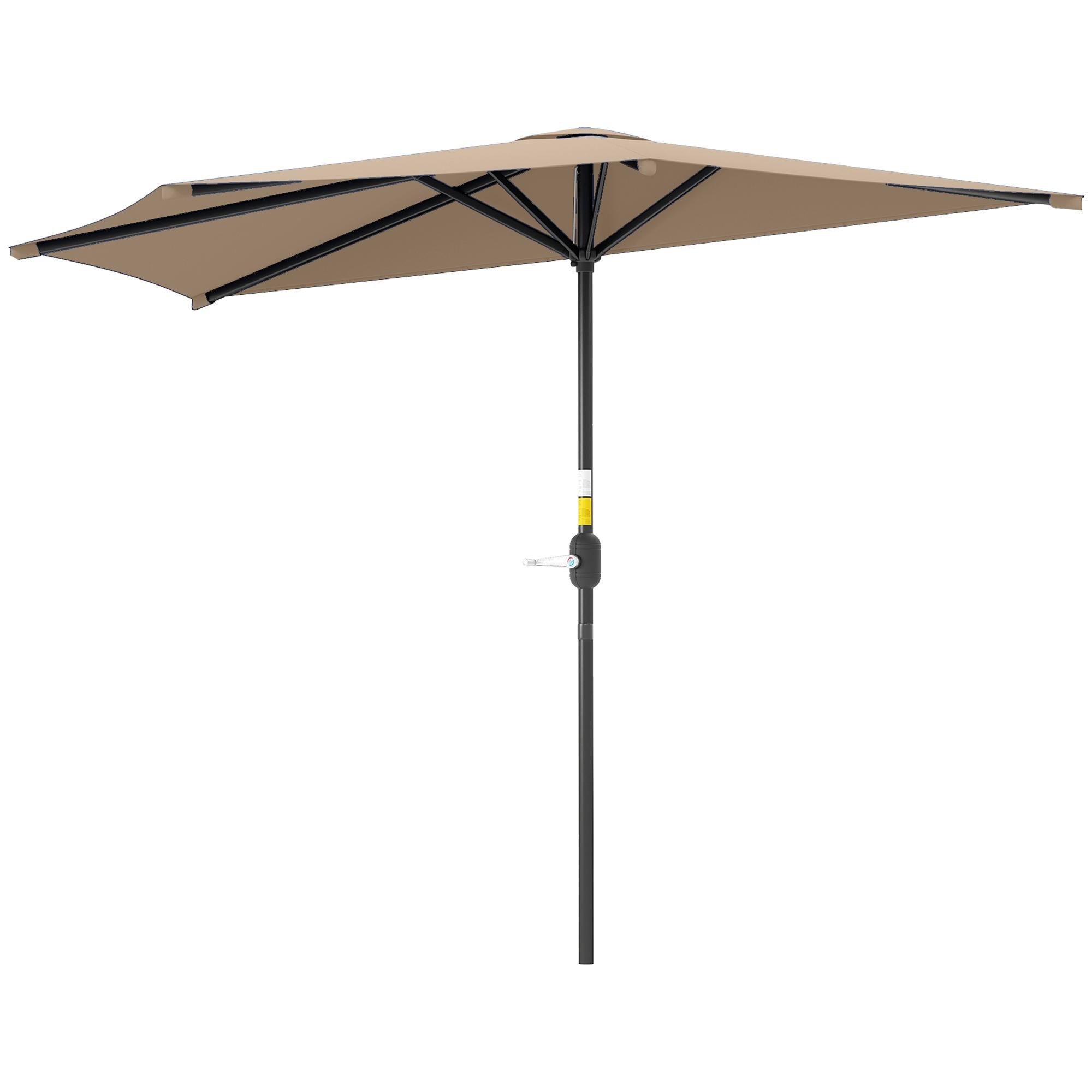 Coffee Half Patio Parasol with Crank Handle, 115.4 in