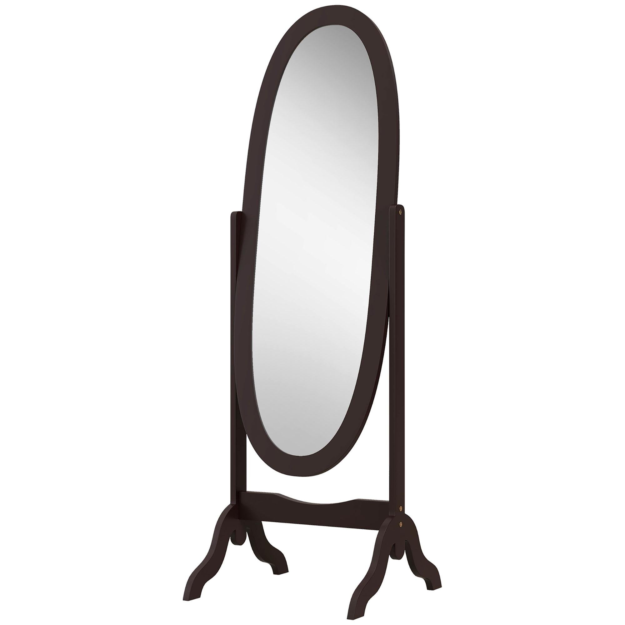Coffee Oval Full Length Mirror, Adjustable Angle