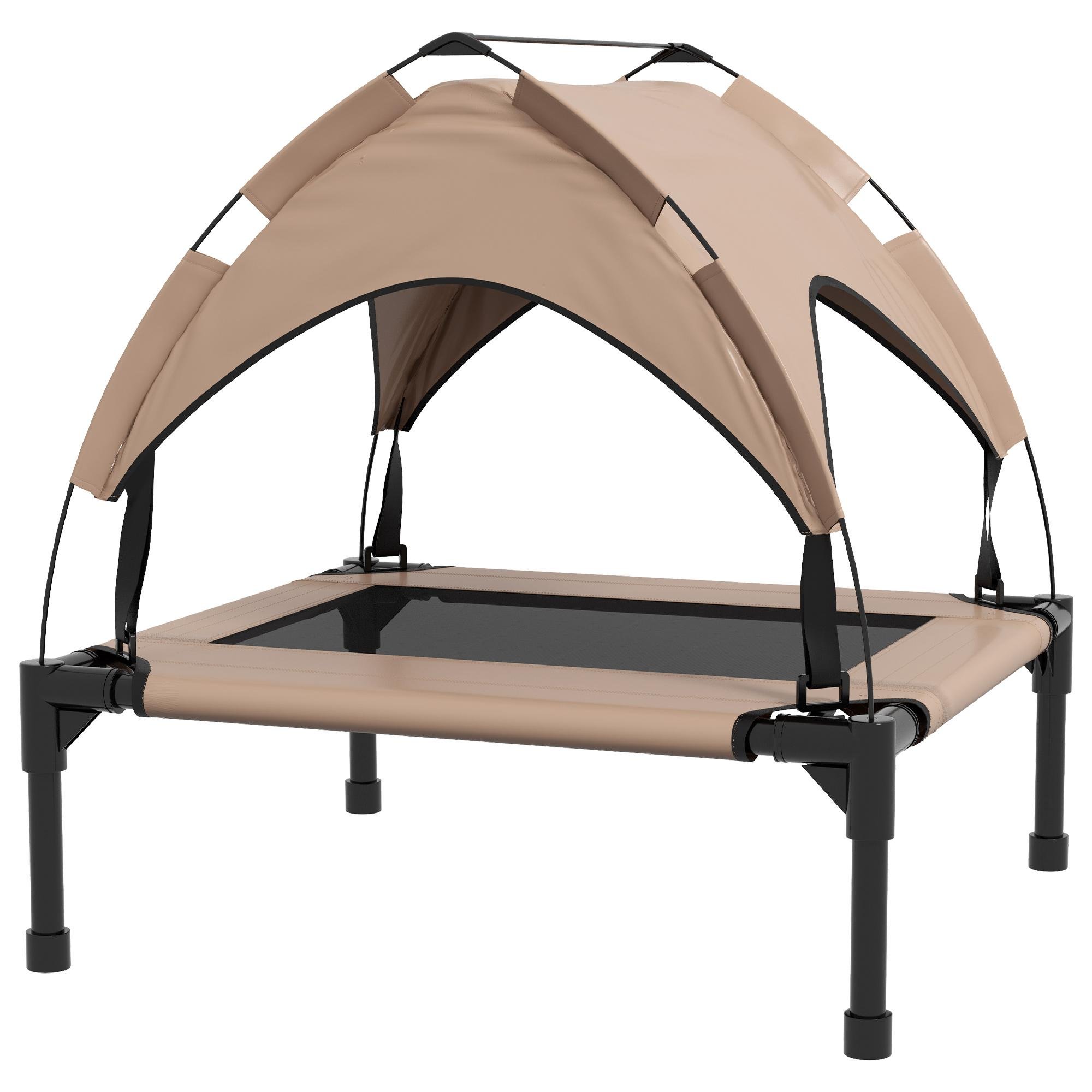 Coffee Steel Canopy Dog Cot for Small and Medium Dogs