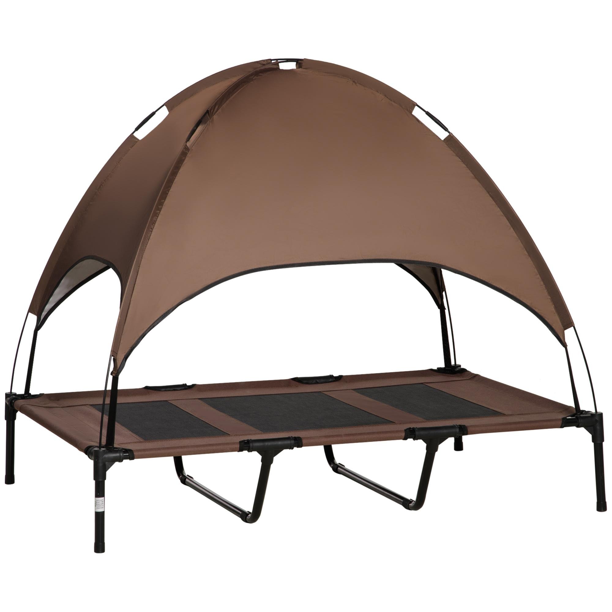 Coffee Raised Canopy Dog Cot for XL Dogs