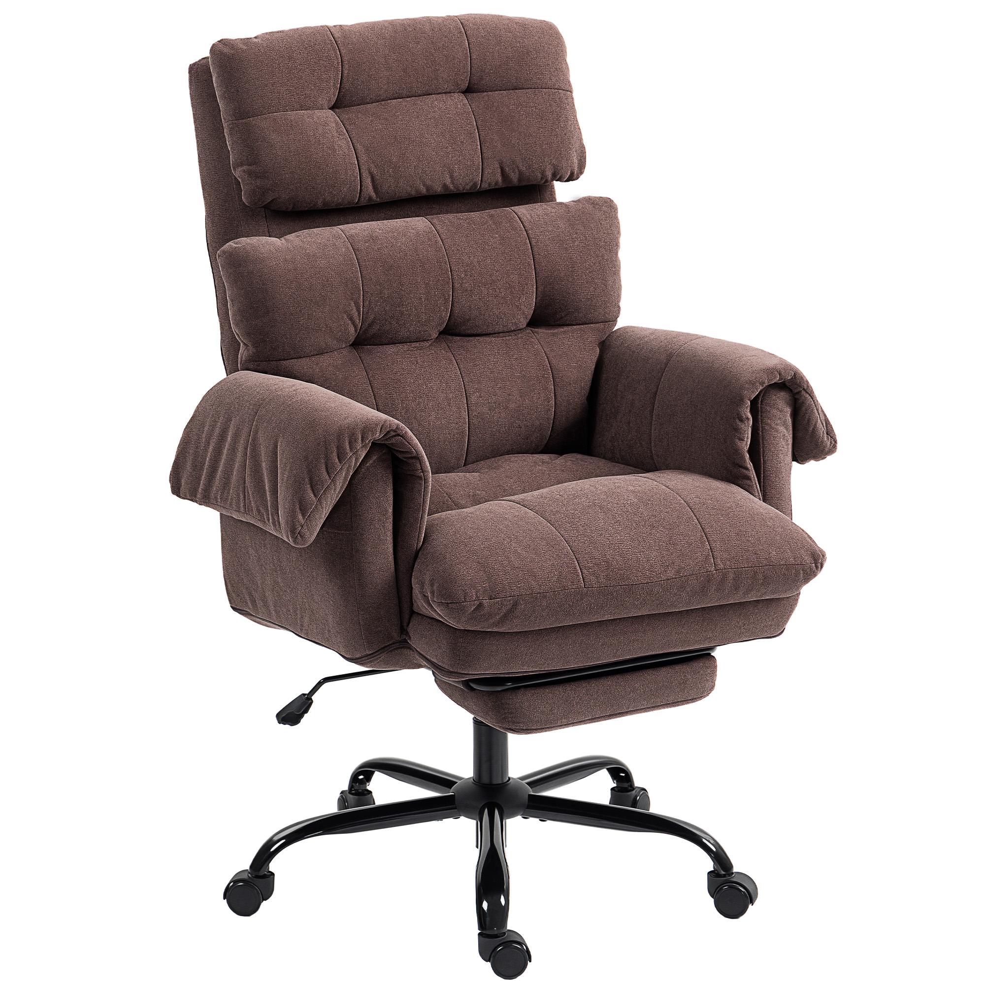 Coffee Reclining Office Chair with Footrest, Padded