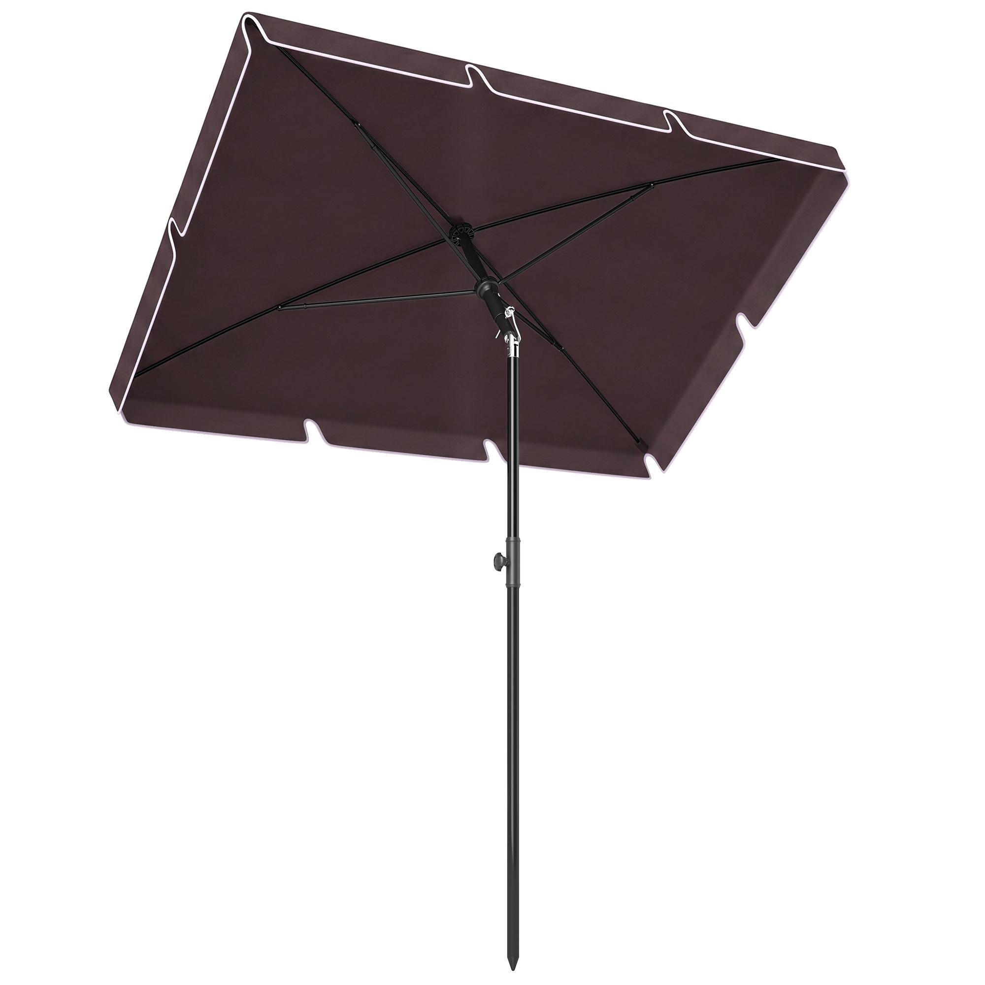 Coffee Aluminum Patio Umbrella with Adjustable Tilt, 7x4ft