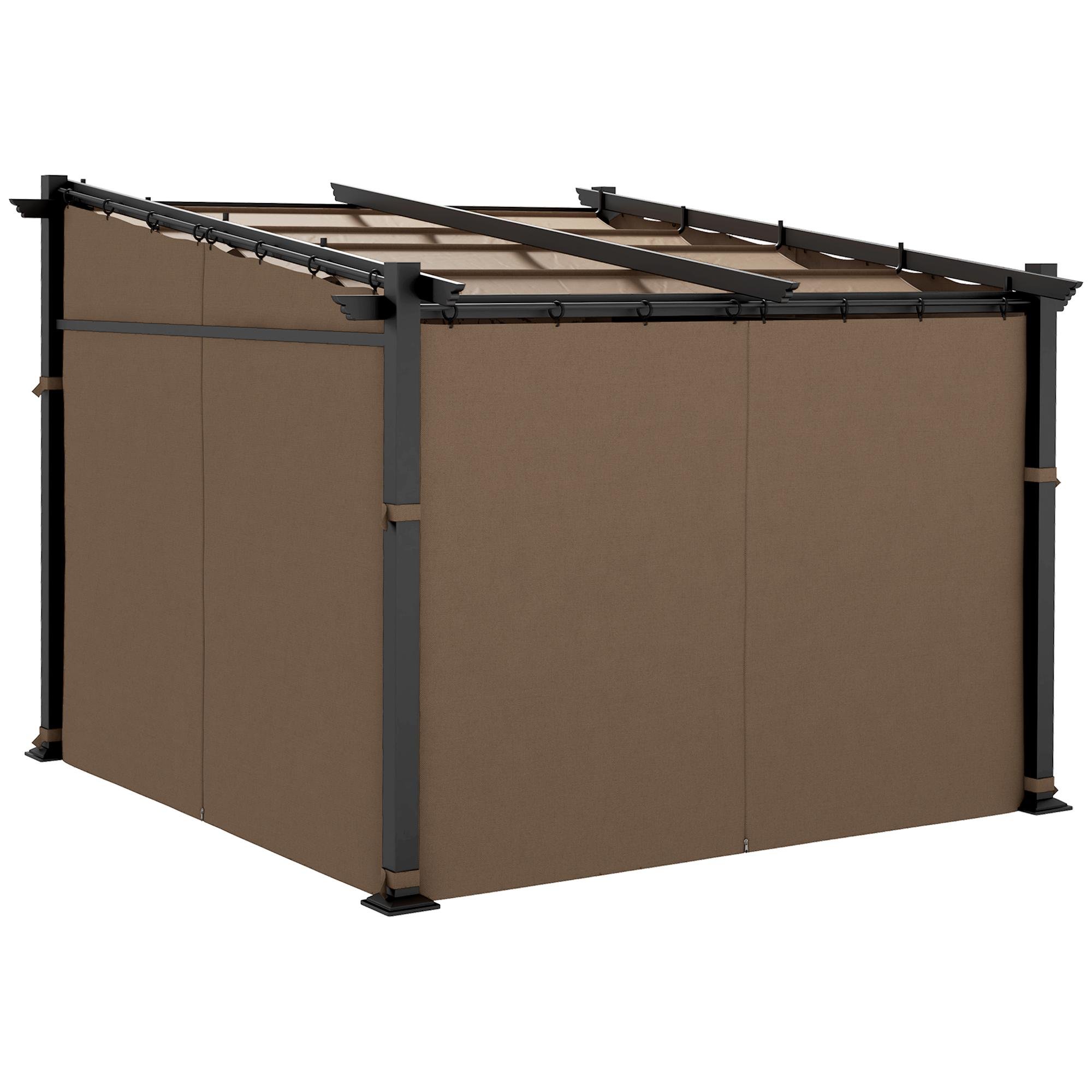 Coffee Retractable Metal Pergola with Sliding Canopy