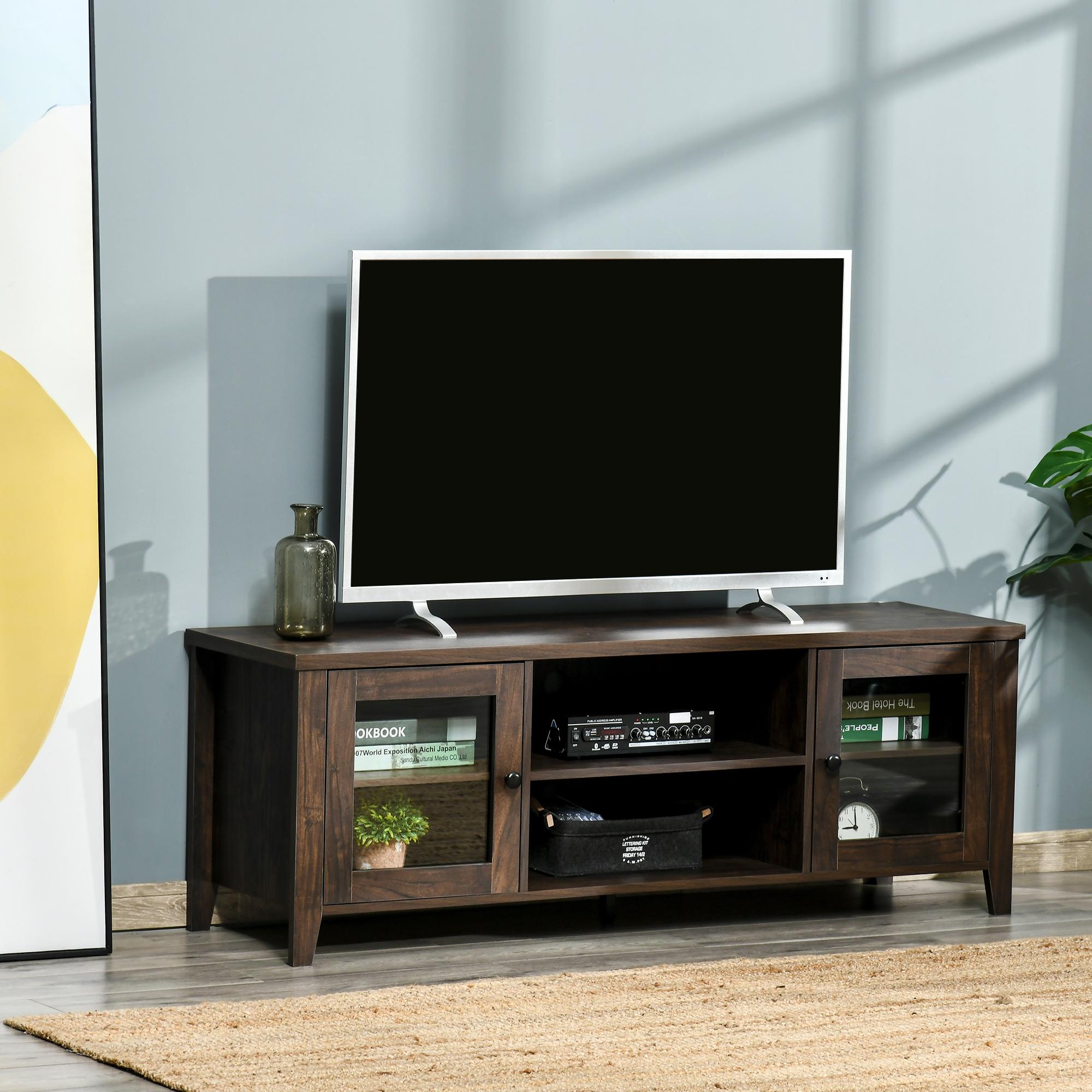Coffee 55 Inch TV Stand with Storage for TVs up to 60