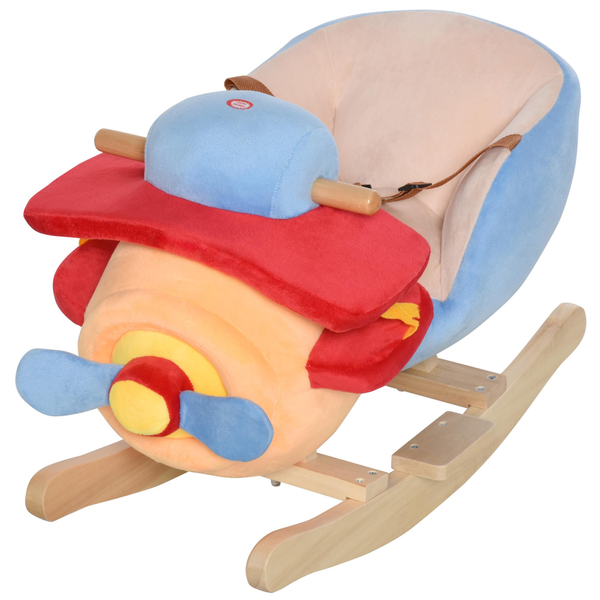Plush Airplane Rocker with Sound Button and Seat Belt