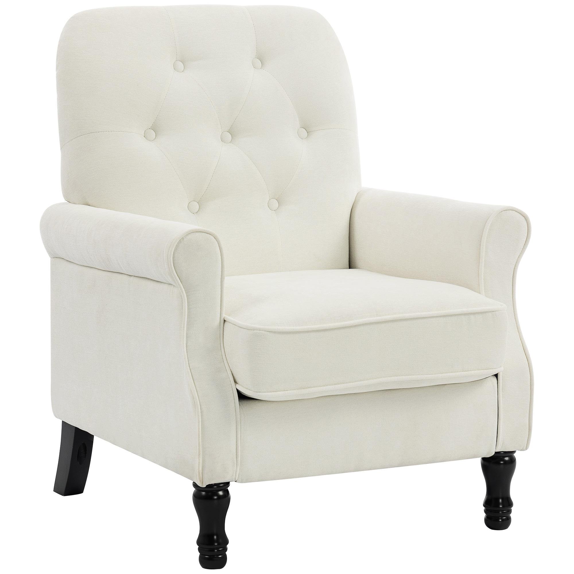 Cream Tufted Reading Chair with Pocket Springs