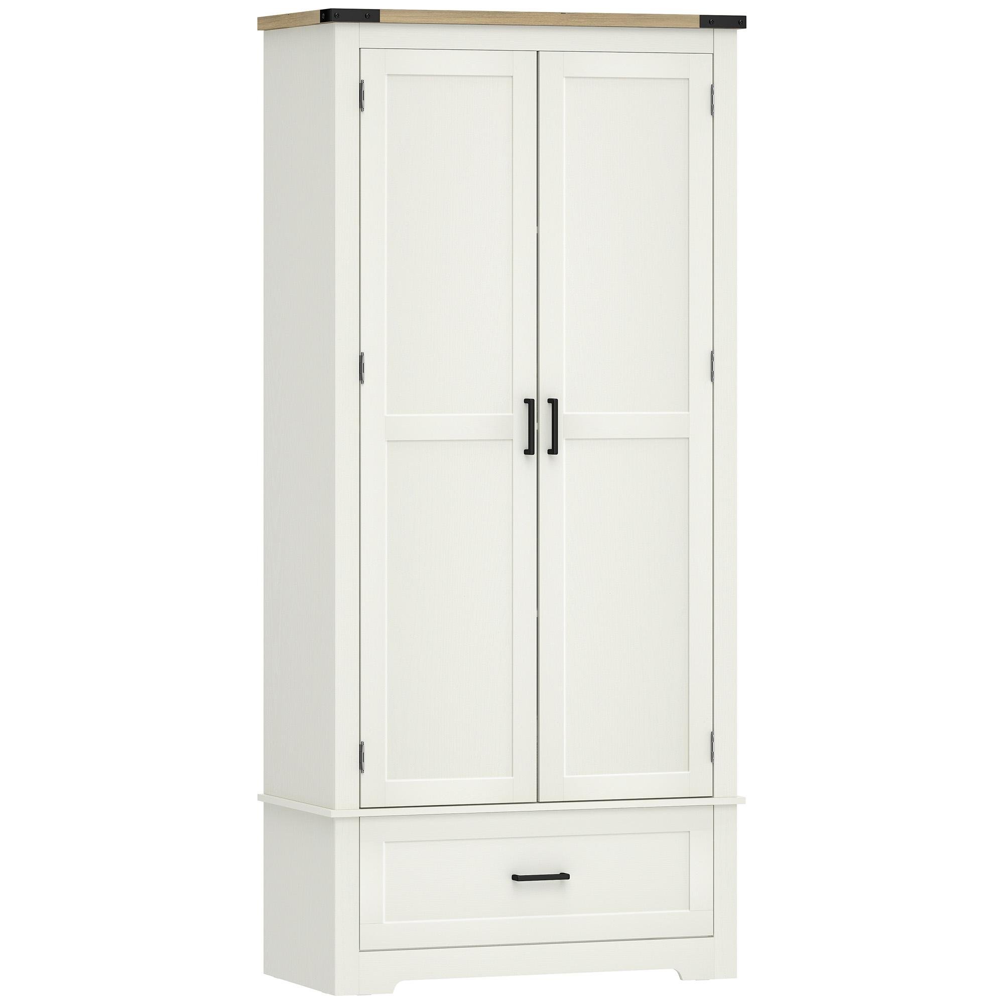cream white 69 inch pantry cabinet with drawer
