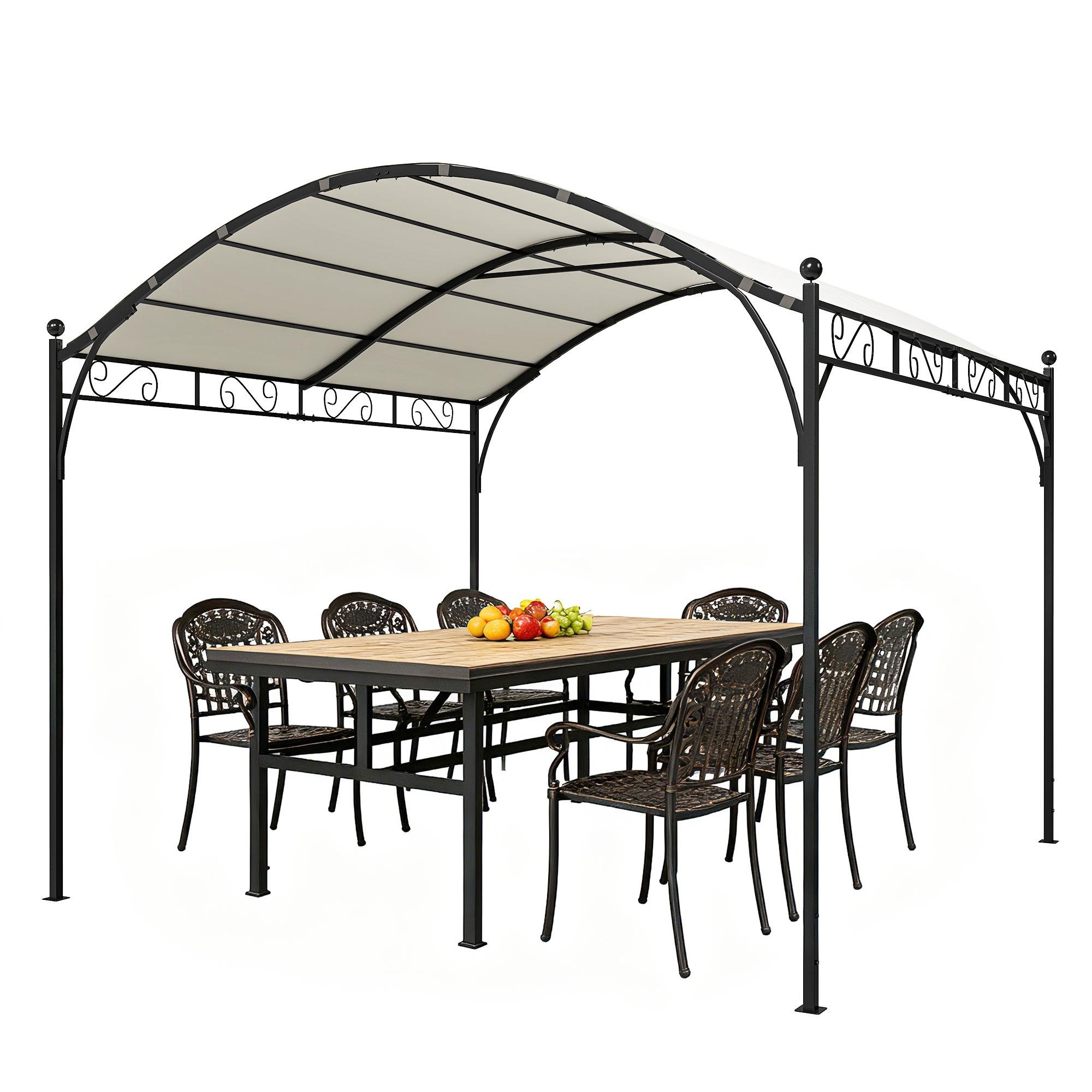 Cream White Arched Pergola with UV30+ Canopy