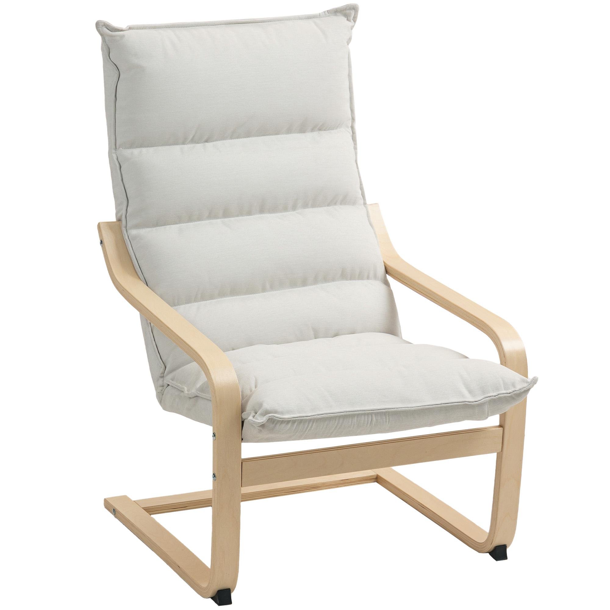 Cream White Birch Armchair with Gentle Rocking Frame