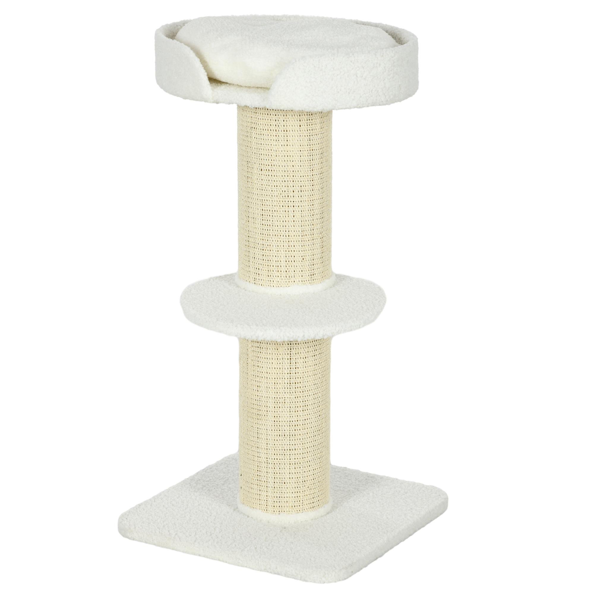 Cream White Cat Tree with Sisal Scratching Post