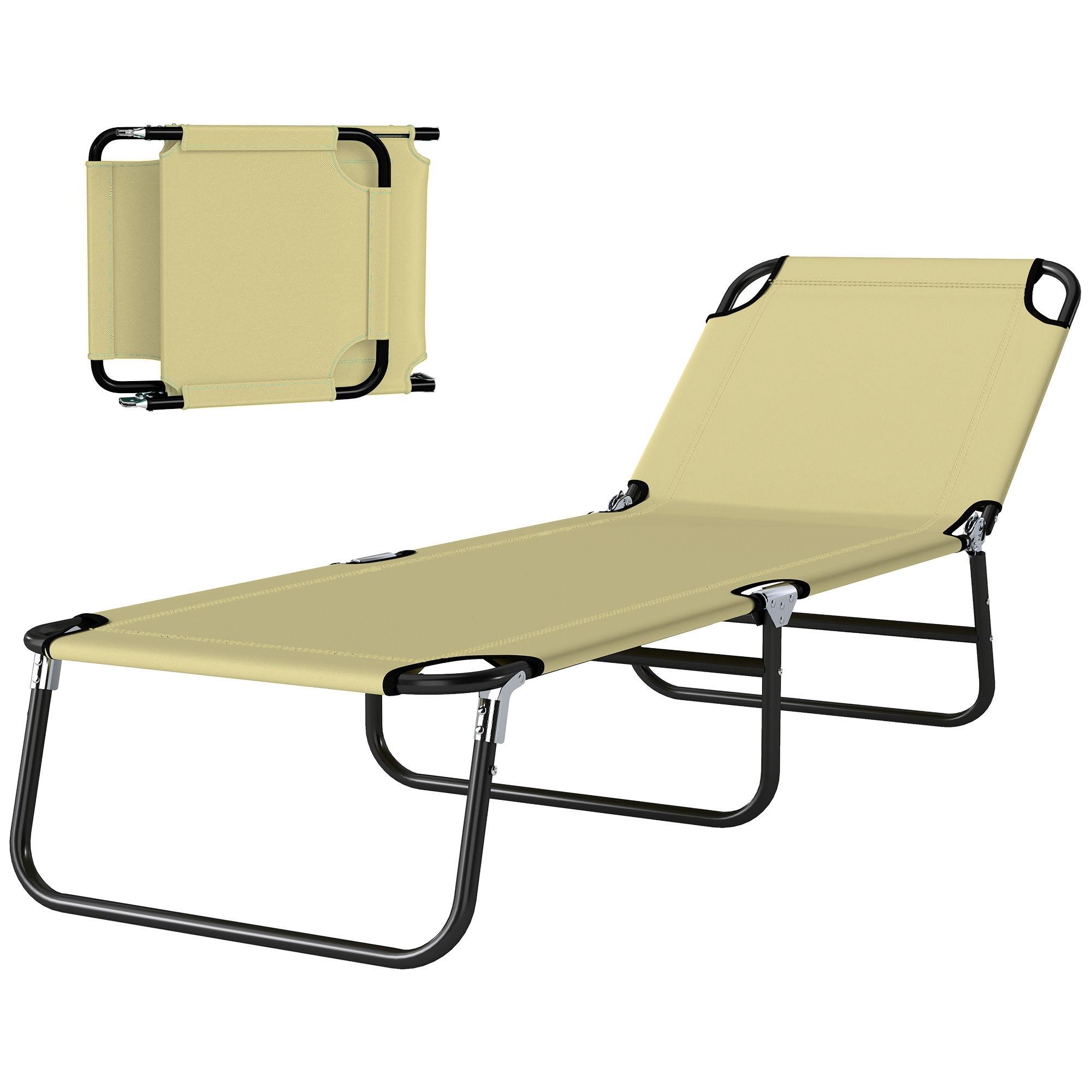 cream white oxford sun lounger with 5-Level Reclining Back