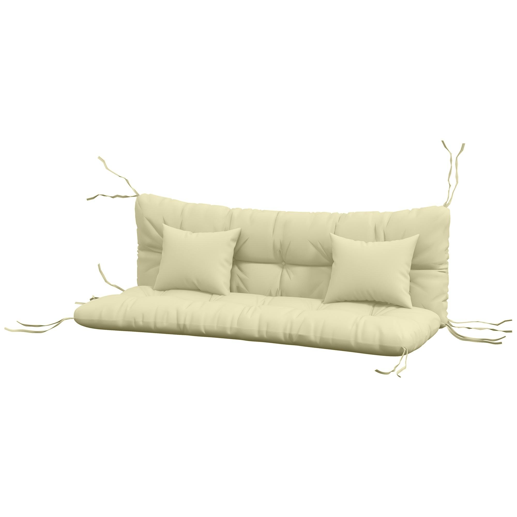 Cream White Bench Cushion Set with Ties