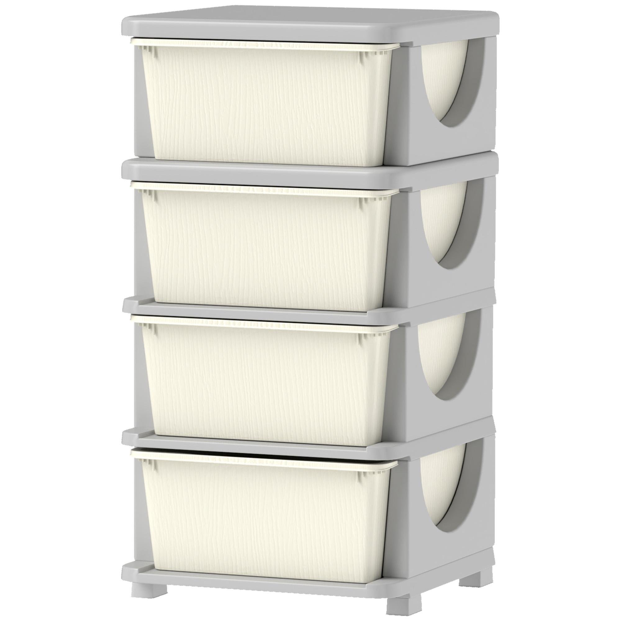 Cream White Toy Organizer with Four Removable Drawers