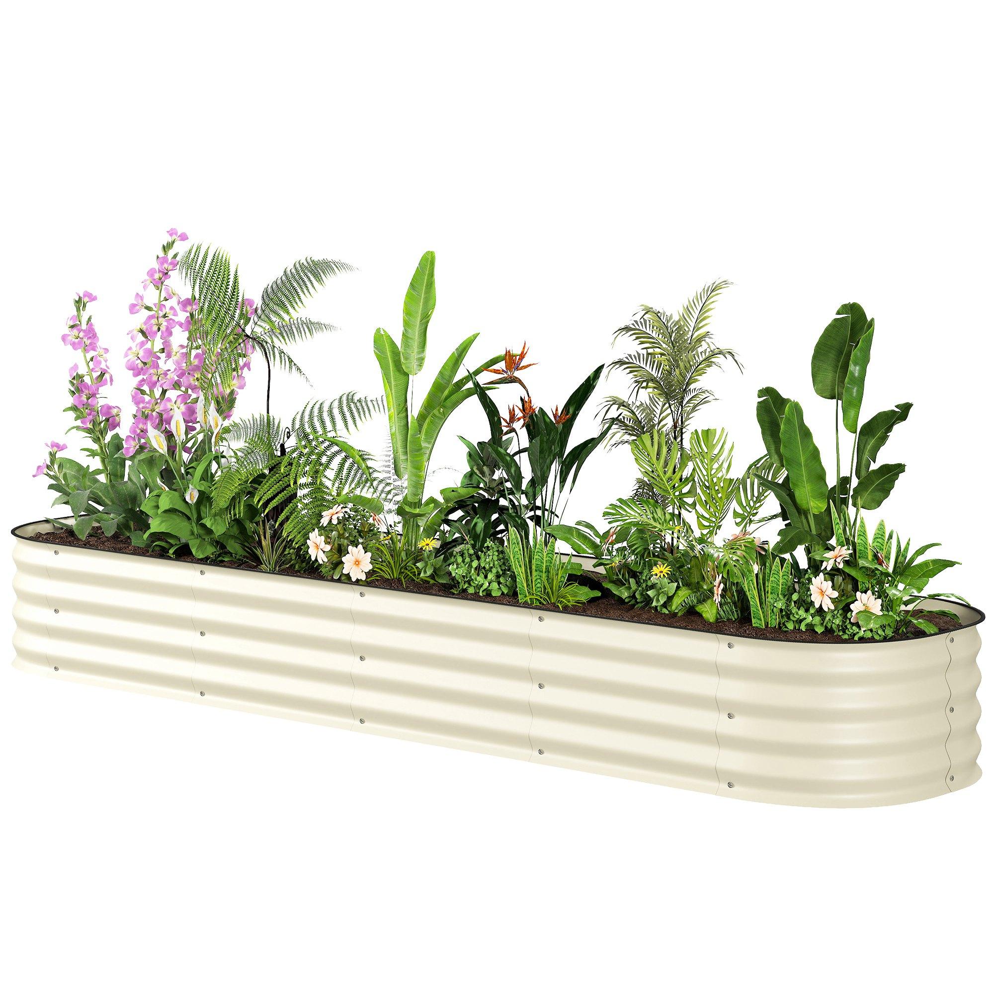 Cream White Galvanized Planter, Modular 7.9 x 2 x 1 ft