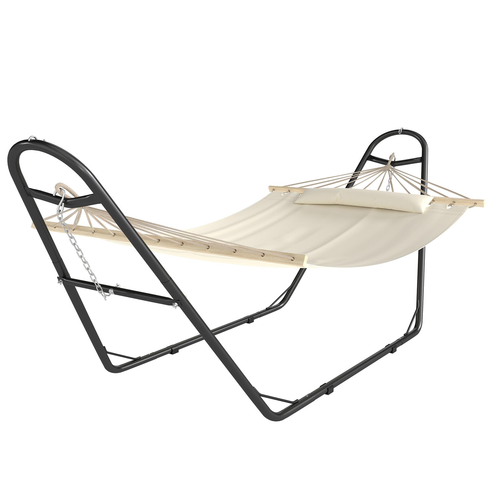 Cream White Hammock Stand with Pillow, 264 lb Capacity