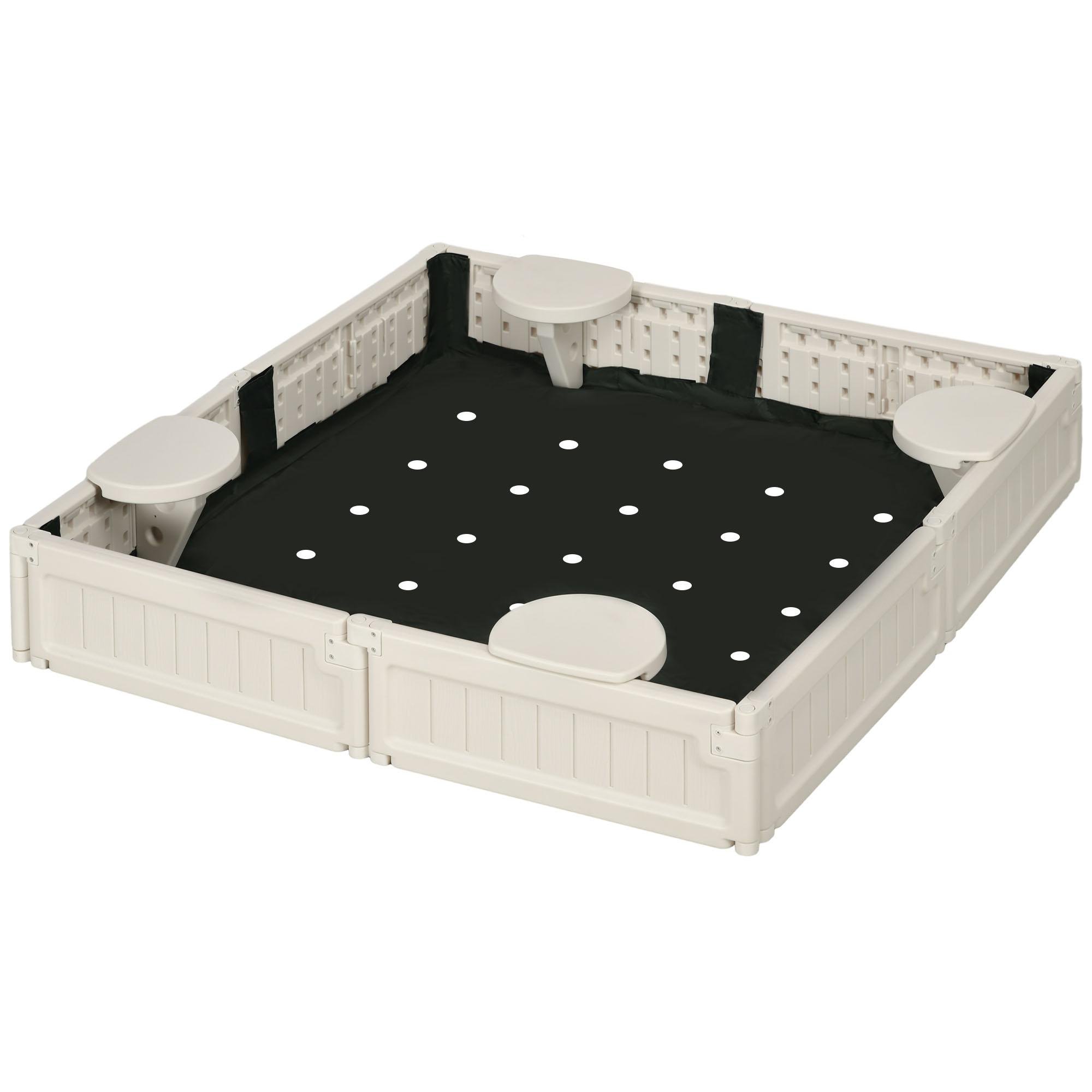 Cream white HDPE sandbox with cover, 48.4 in