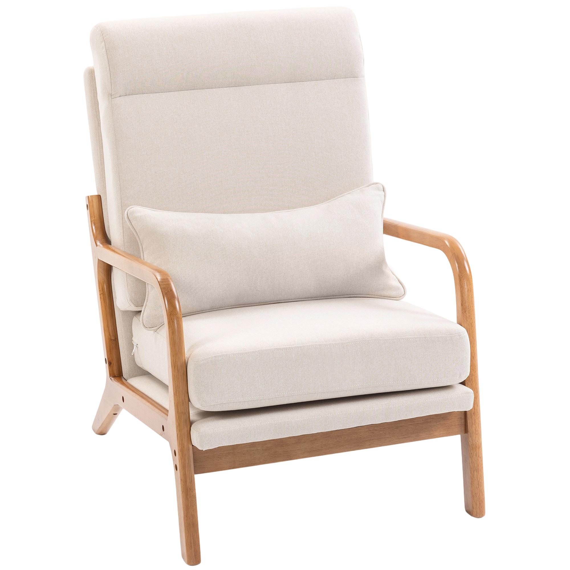 Cream White Lumbar Chair, High-Back Accent Seating