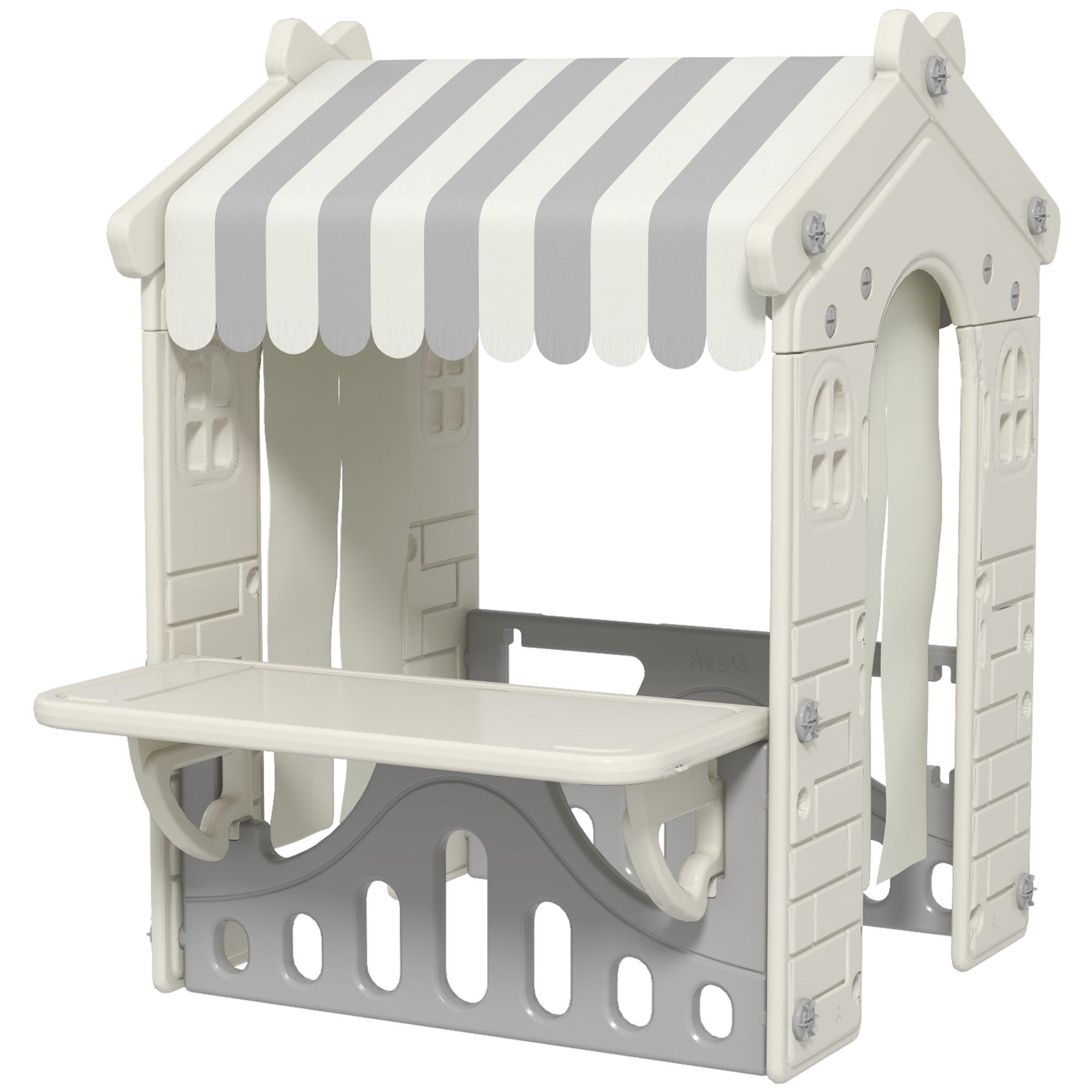 Cream White Kids Playhouse with Serving Station for Ages 1-6