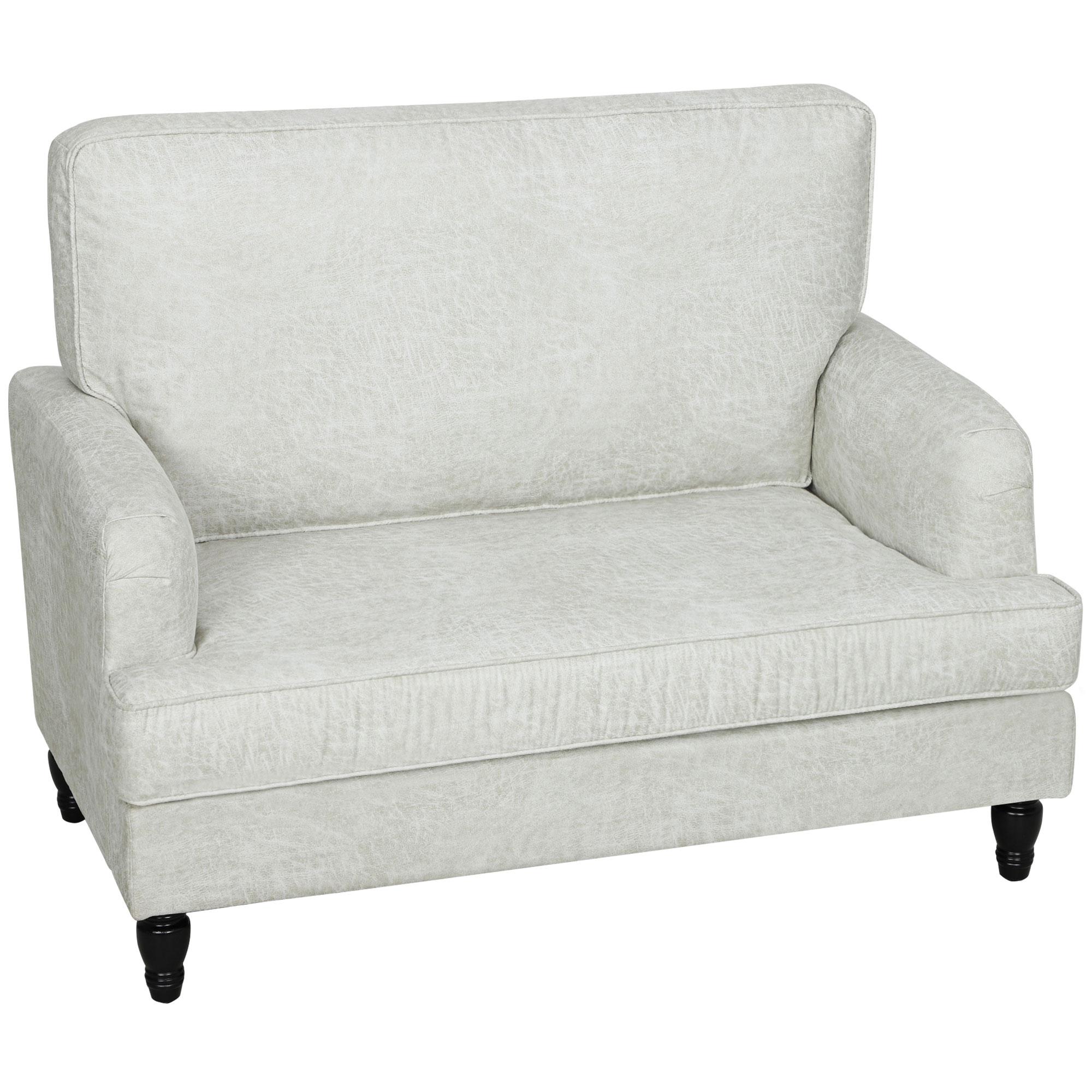 Cream White Leathaire Chair with Wide Seat for Living Rooms