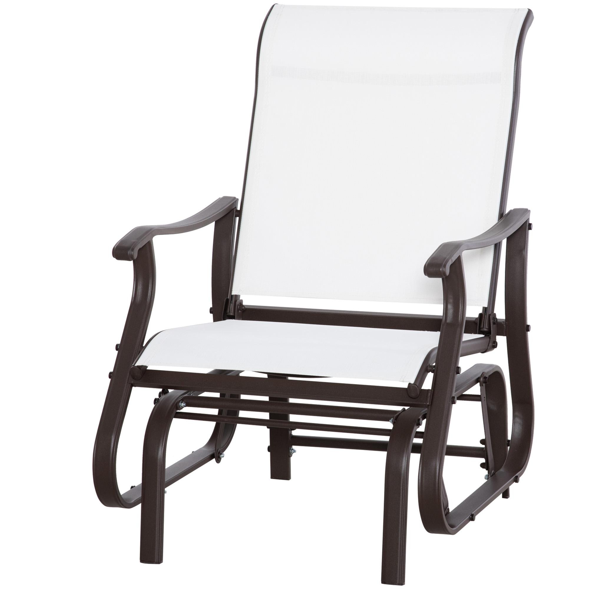 Cream White Steel Glider with Breathable Mesh