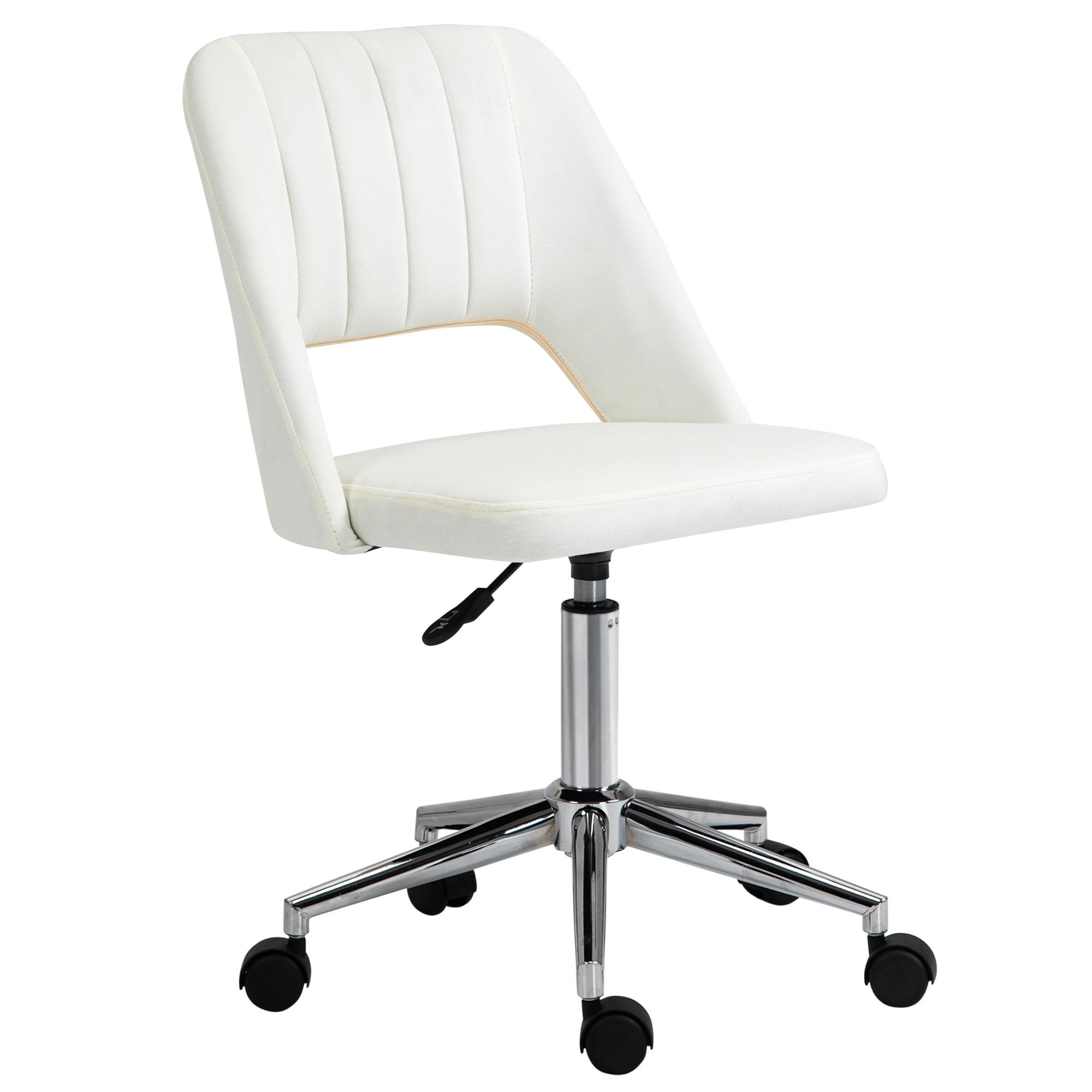 Cream White Desk Chair with Adjustable Height