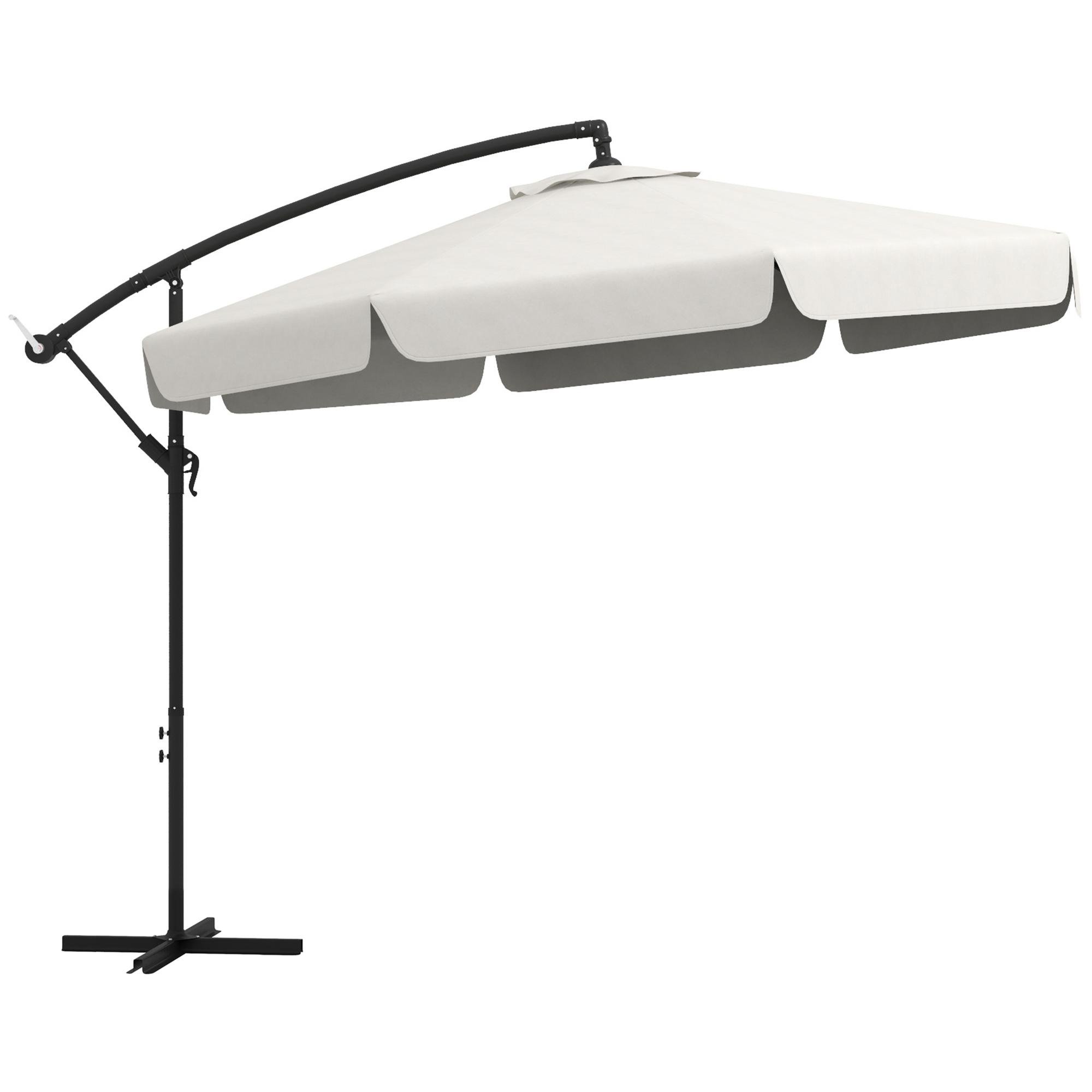 Cream White 11ft Cantilever Umbrella with Cross Base