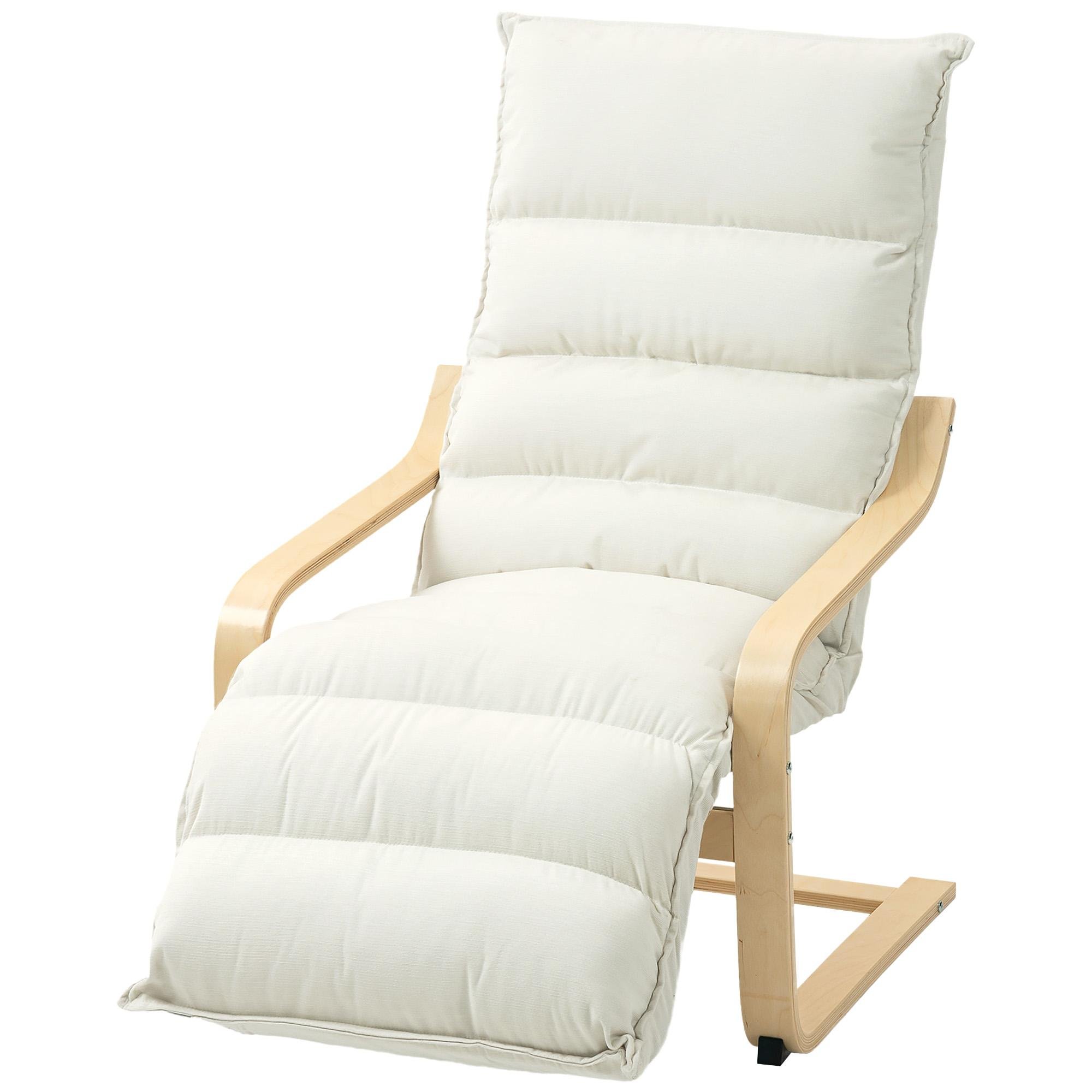 Cream White Velvet Footrest Chair with High Backrest