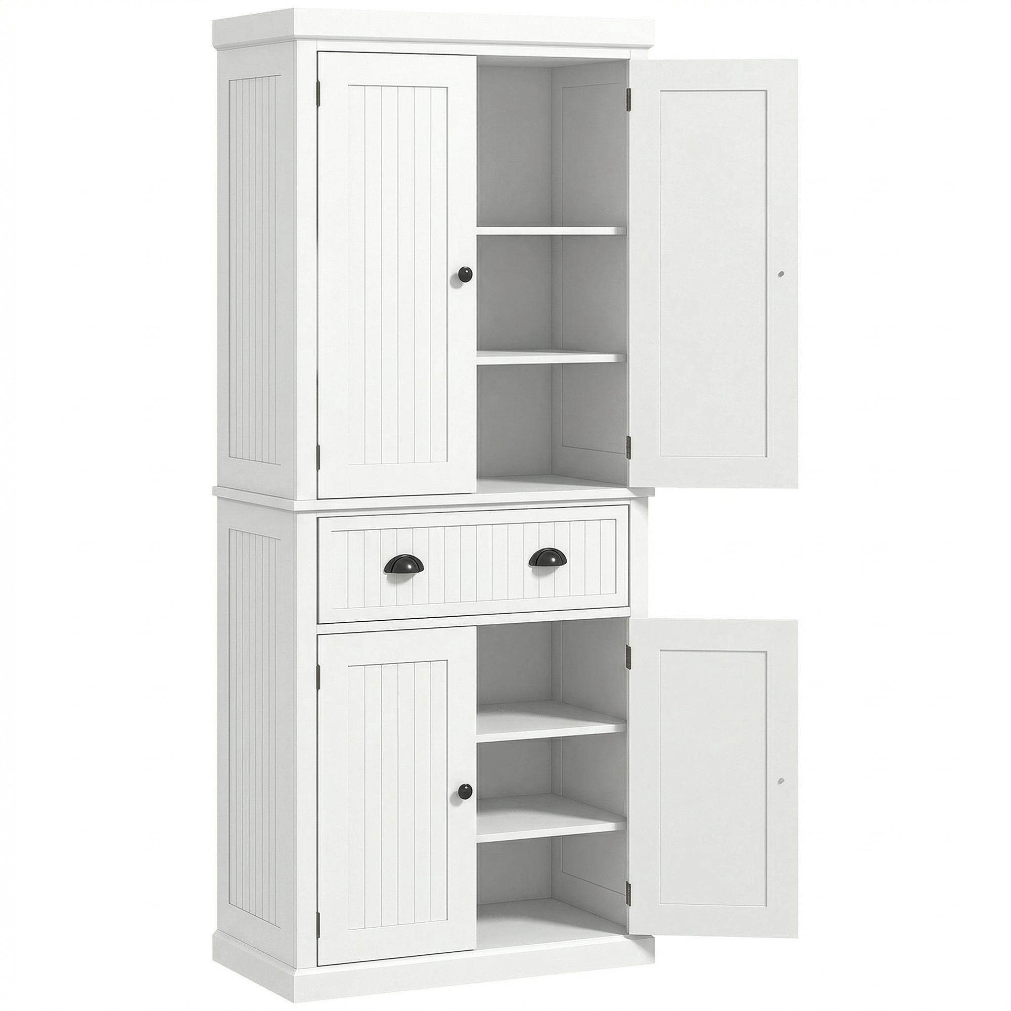 Cream White 72 Inch Pantry with Adjustable Shelves
