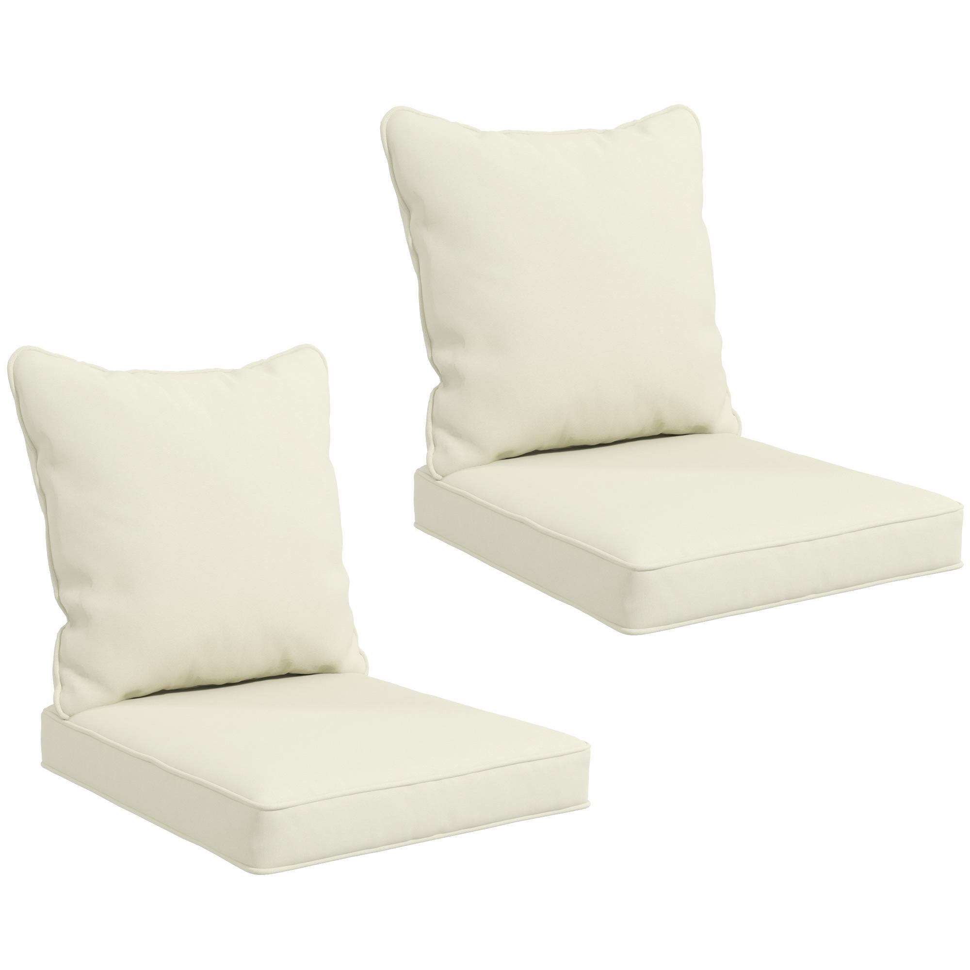Cream White Polyester Patio Cushions, 4-Piece Set