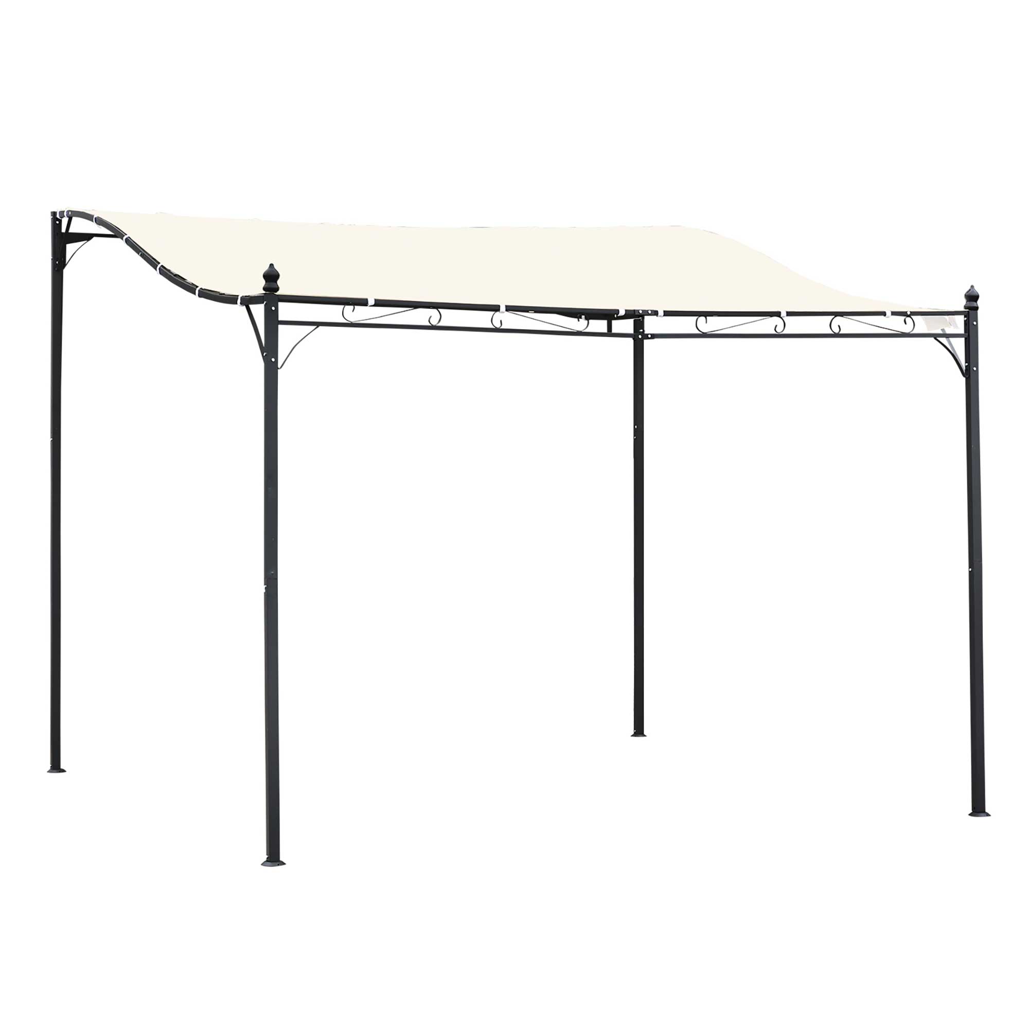Cream White Steel Pergola with UV-Resistant Canopy