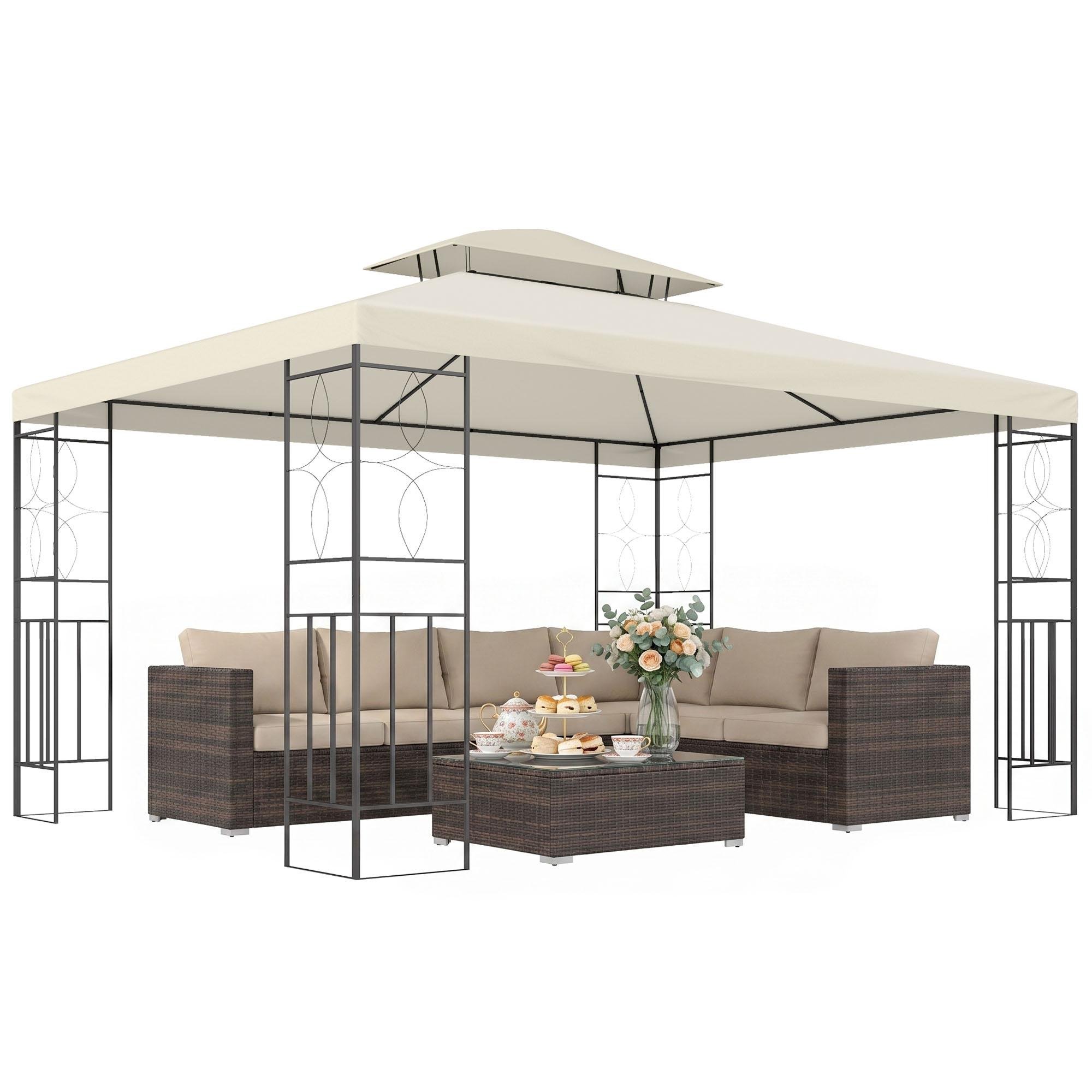10x13 Cream White Steel Gazebo with Vented Roof