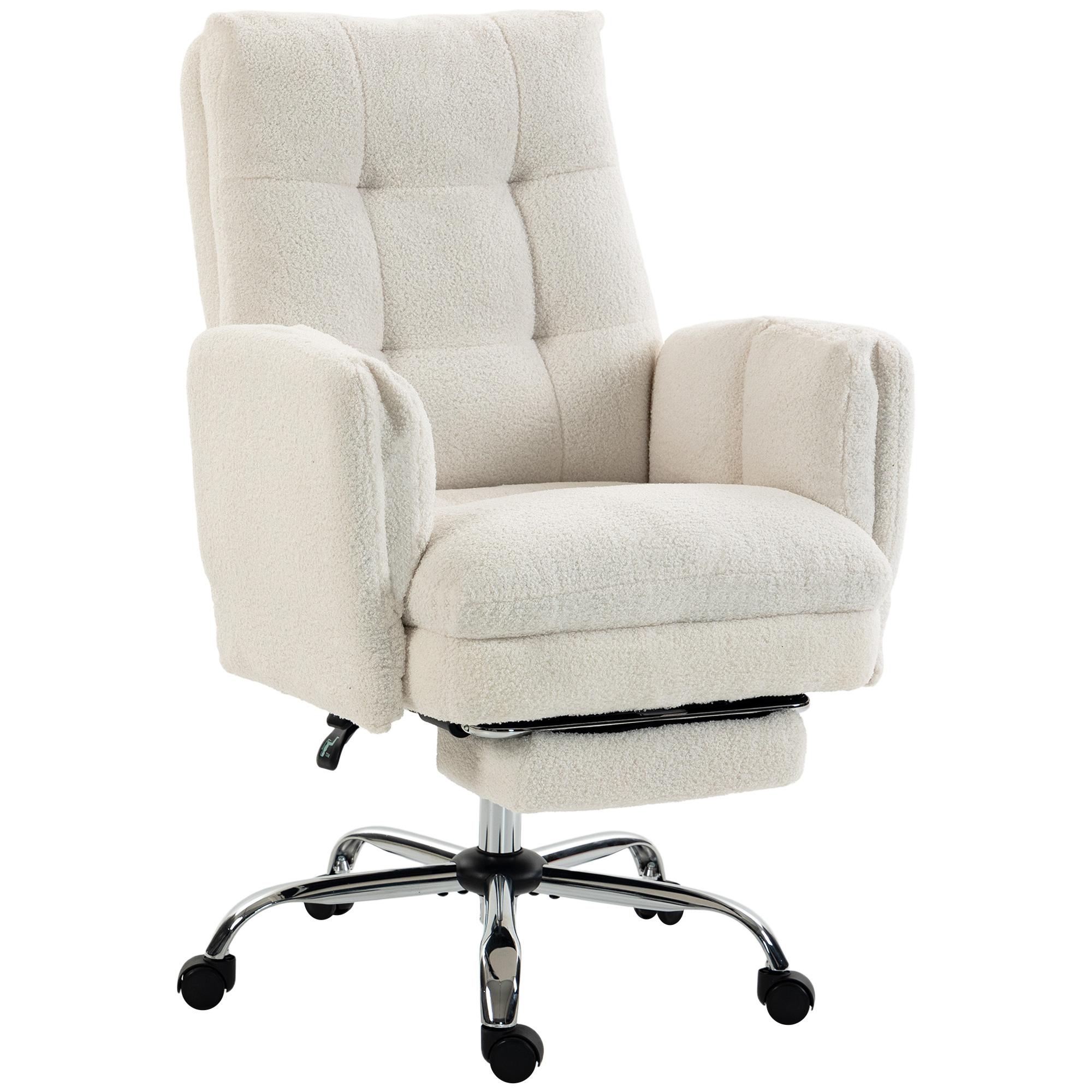 Cream White Teddy Fleece Chair with Foldable Arms