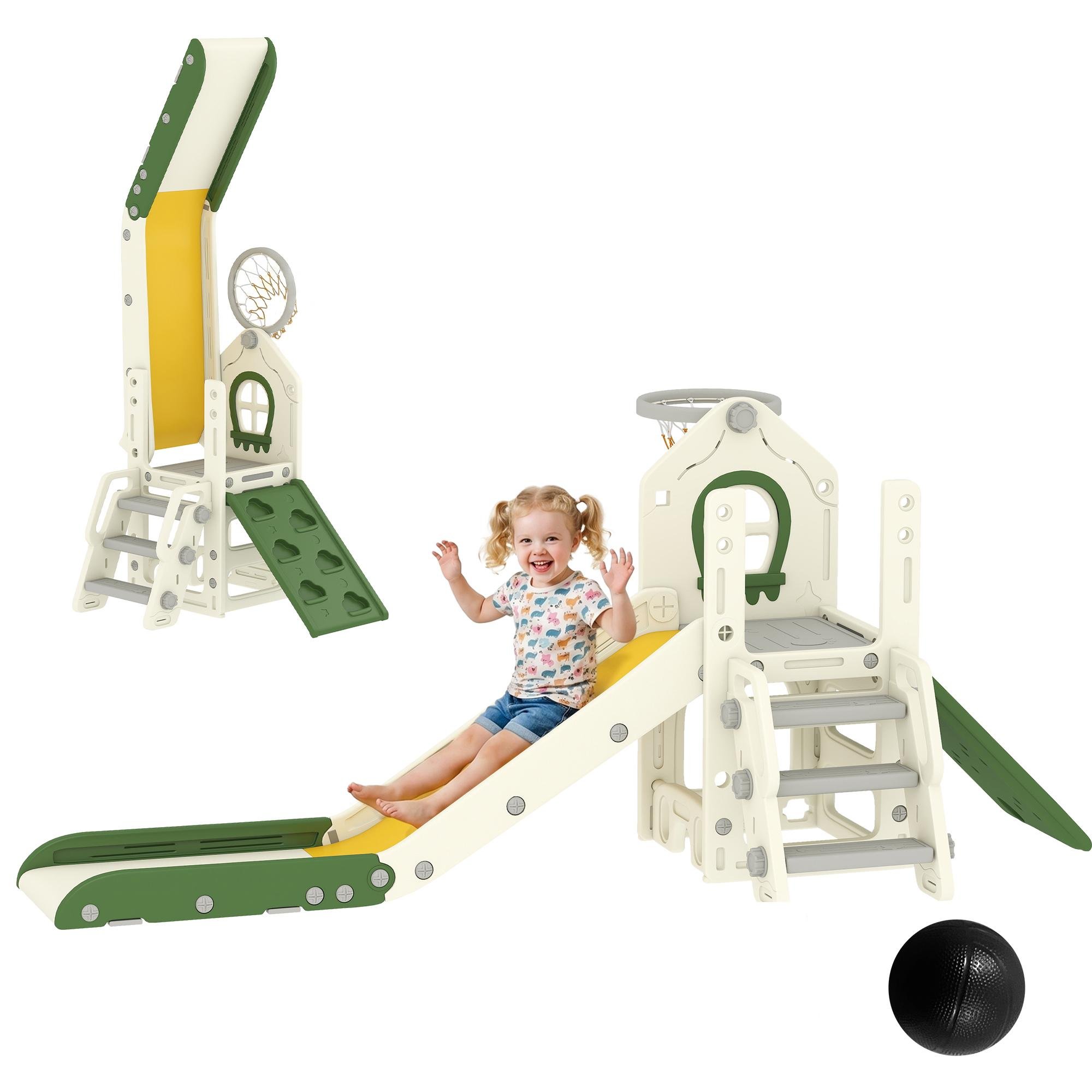 Cream White HDPE Toddler Slide, 5-in-1 Play Centre