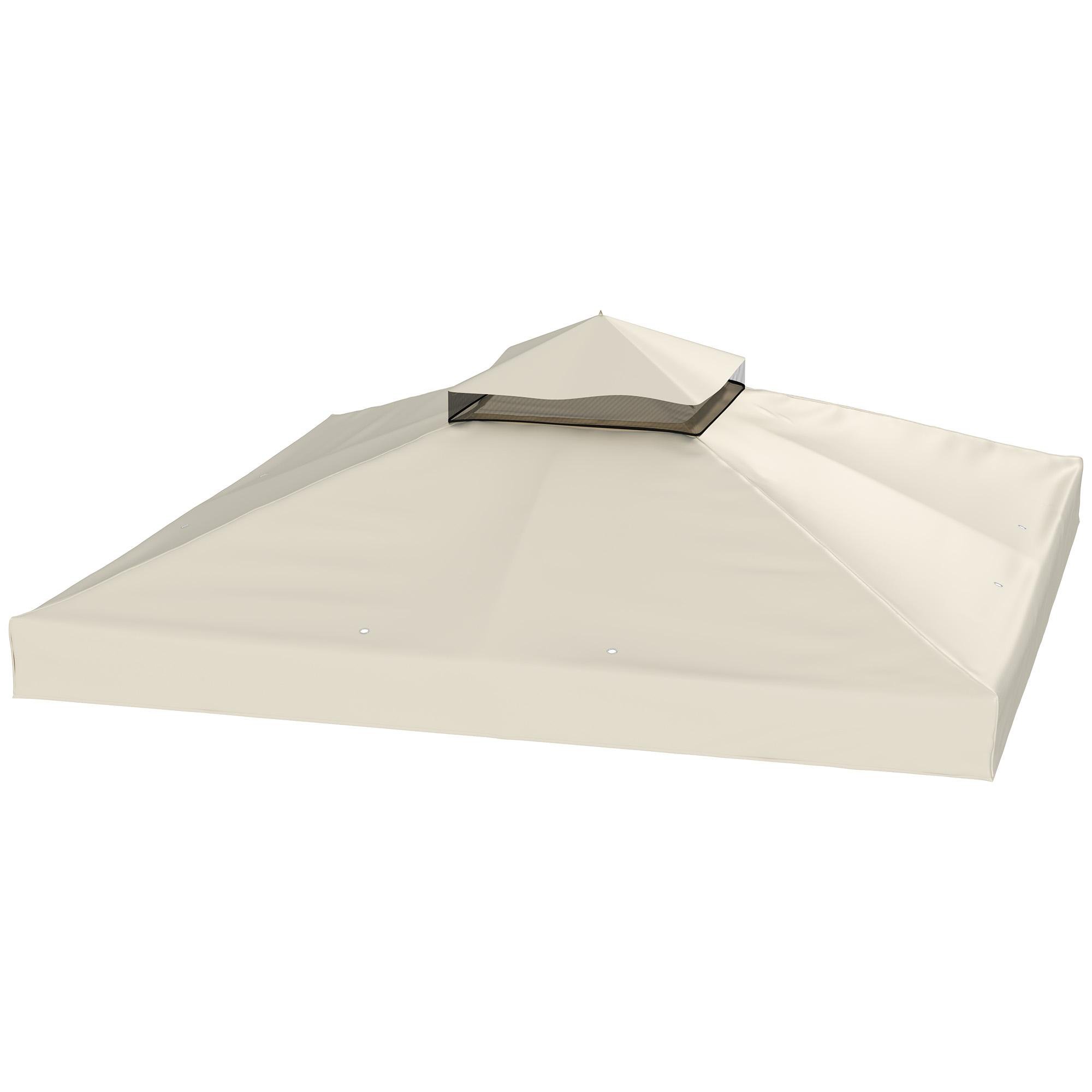 Cream White Gazebo Canopy, Two-Tier 10' x 10' Cover