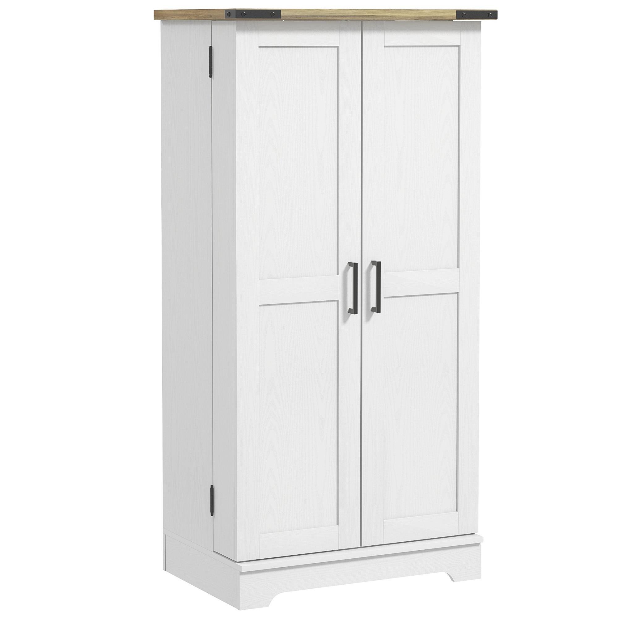 Cream White Wood Grain Pantry with Adjustable Shelves
