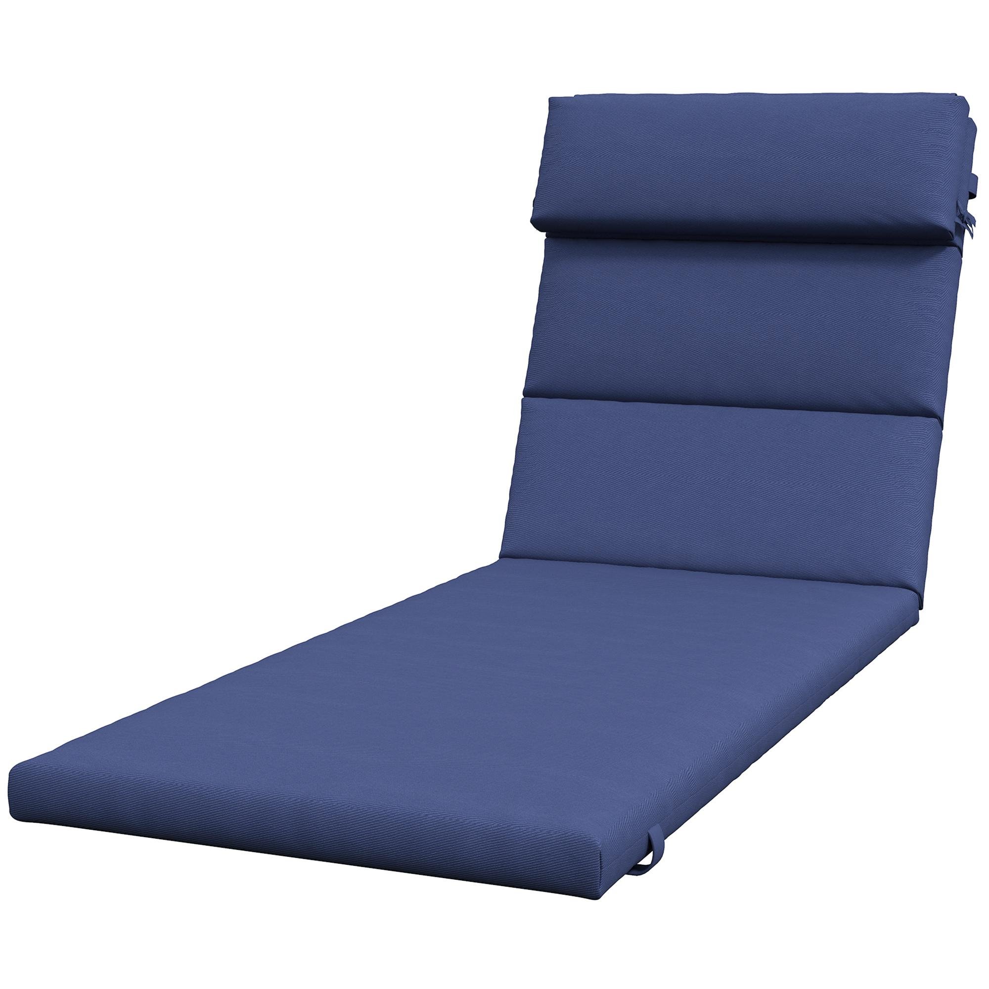 Dark Blue Chaise Cushion with Headrest, 77.2 in