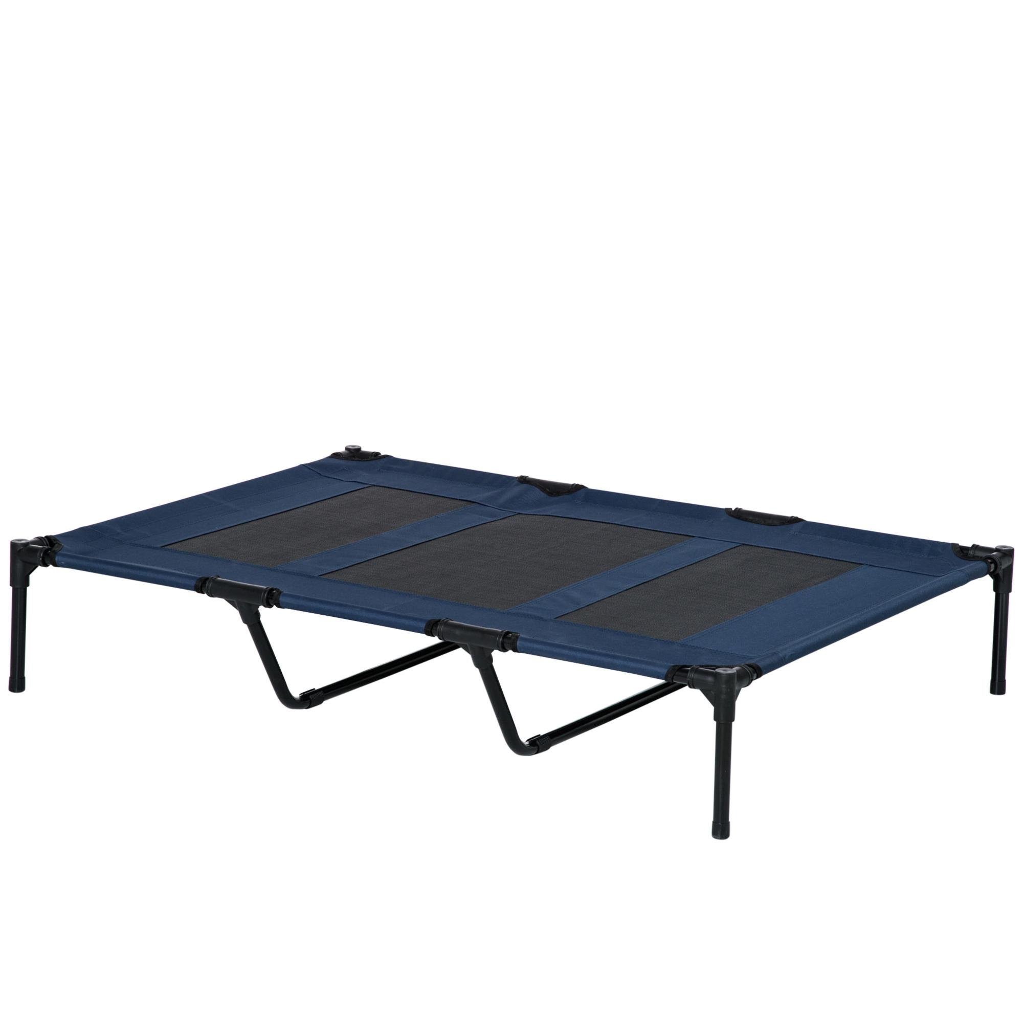 Blue Texteline Elevated Dog Bed with Carrying Bag, 48 in