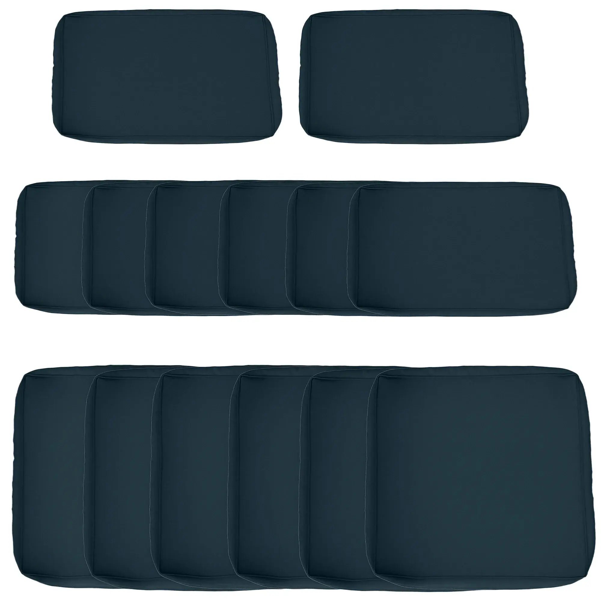 Dark Blue Rattan Covers, 14-Piece Polyester Set