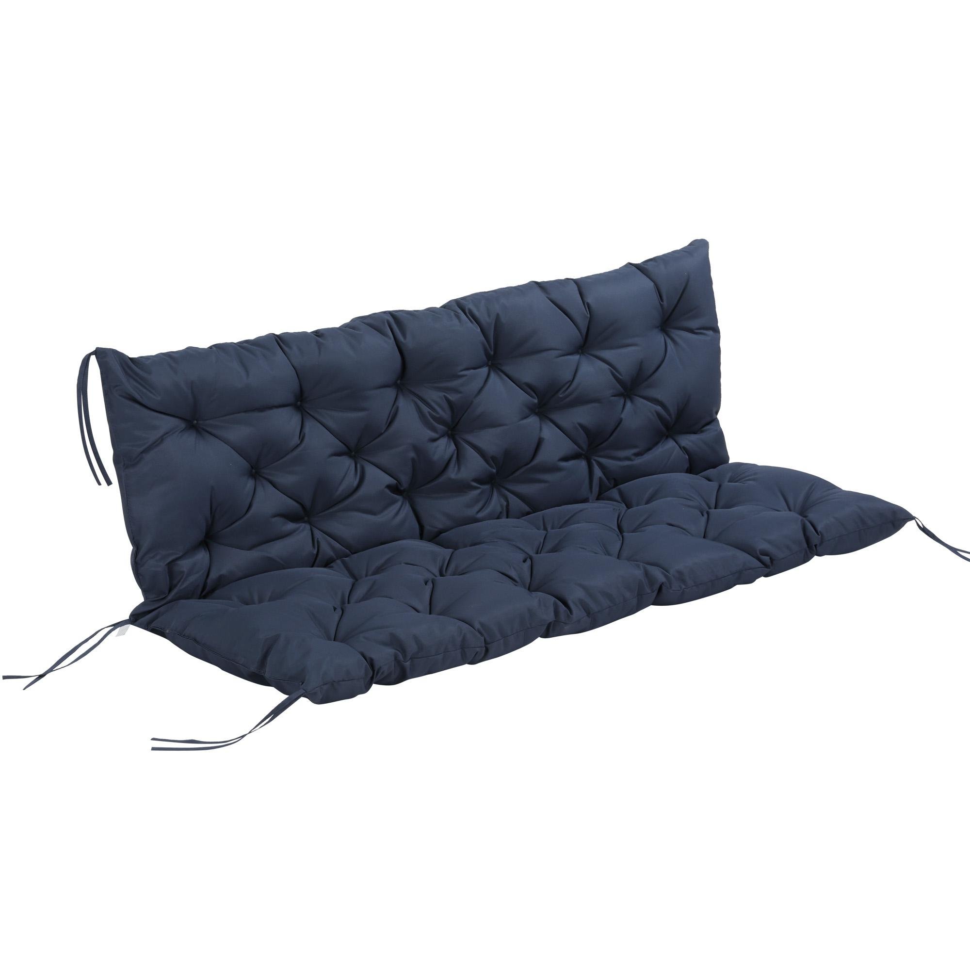 Blue Three-Seater Bench Cushion with Backrest