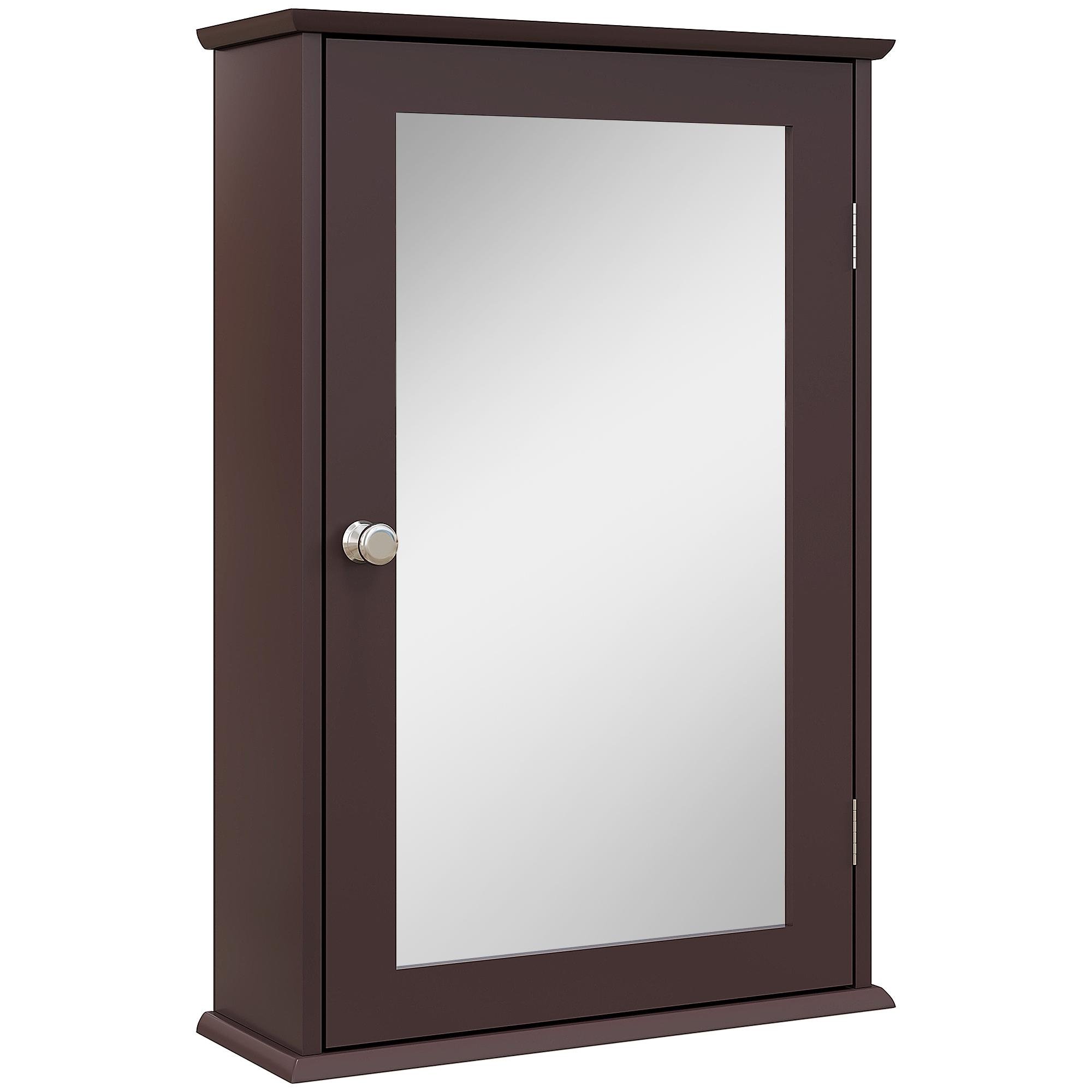 Dark Brown Mirror Cabinet with Two Shelves